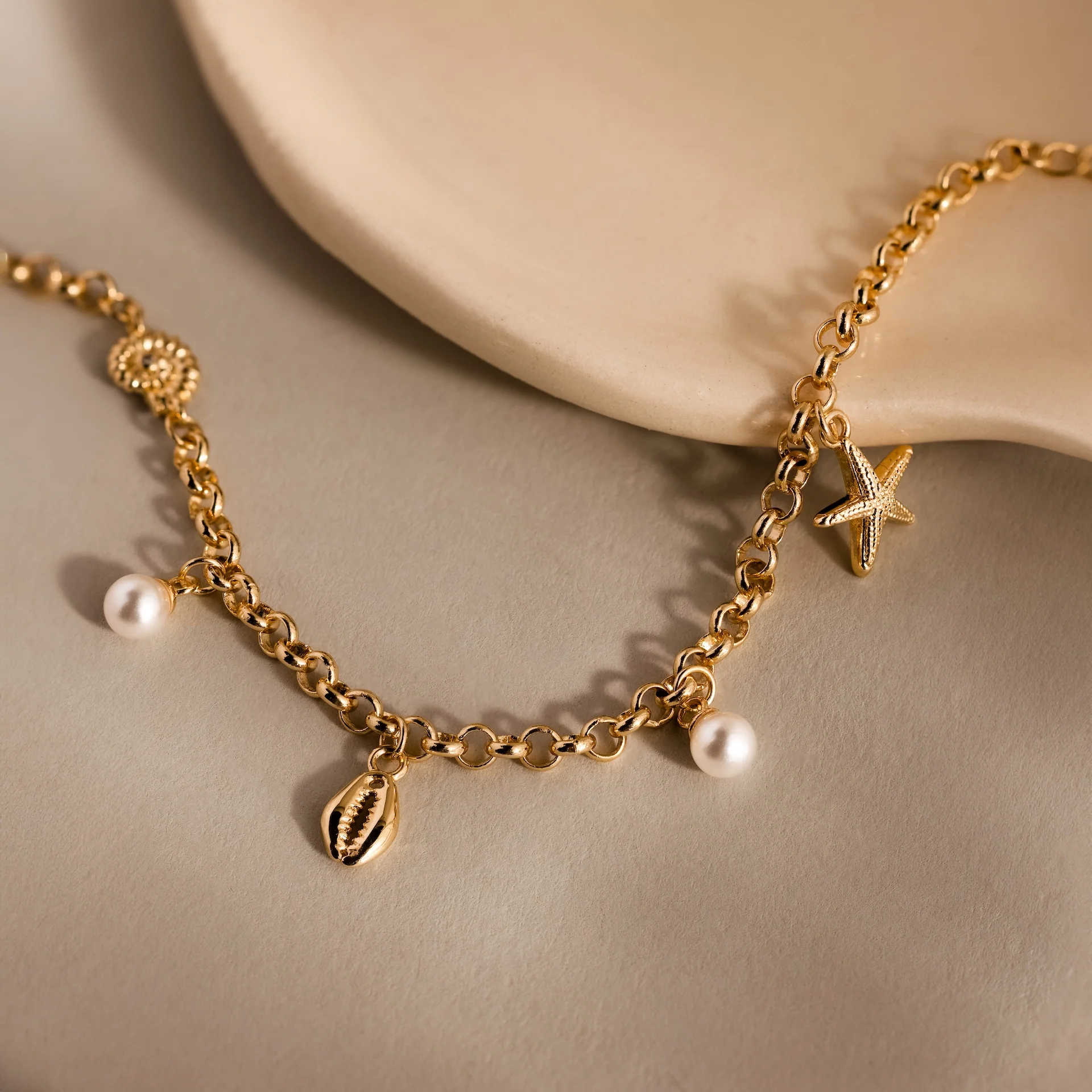 Seaside Pearl Charm Bracelet in 18K Gold - Image 3