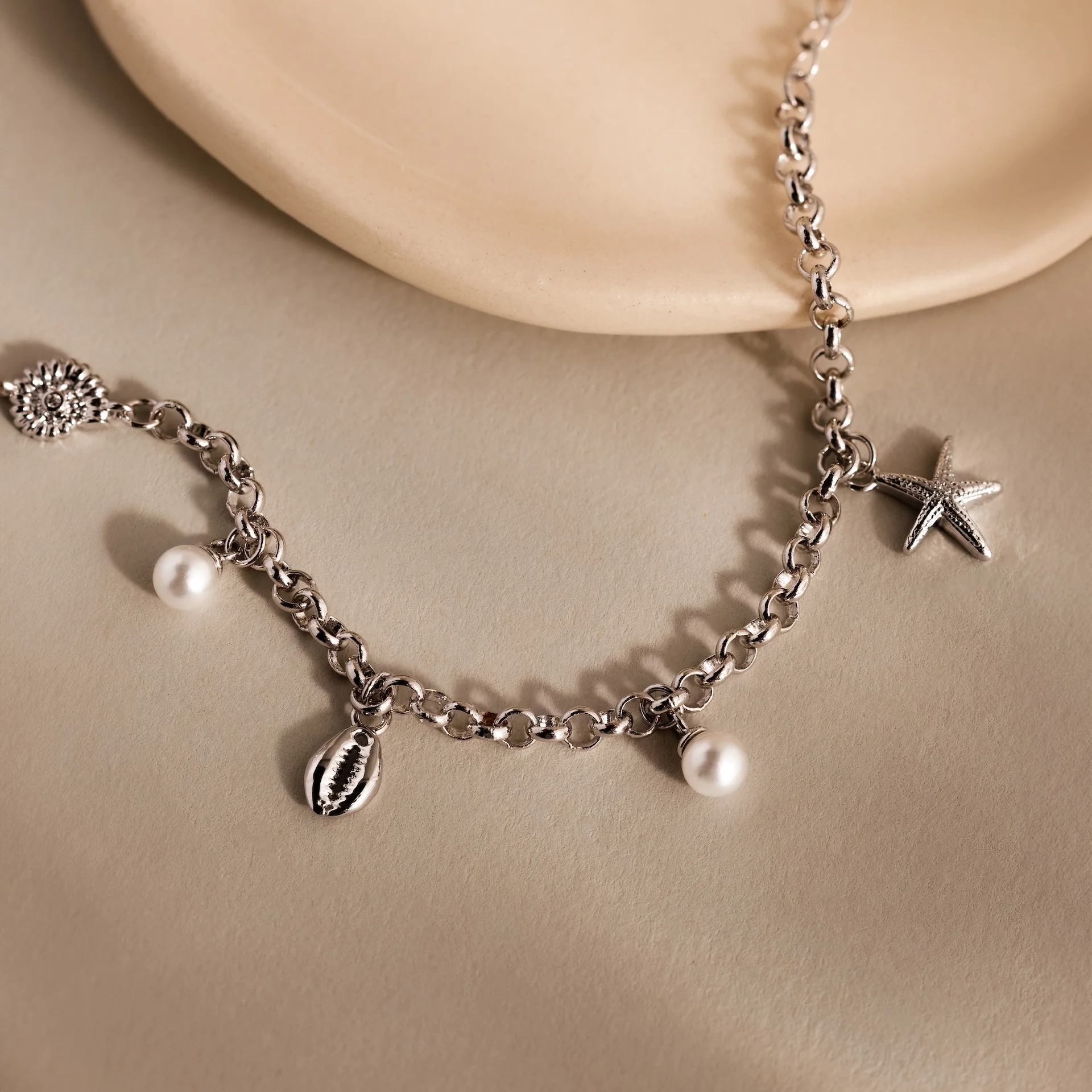 Seaside Pearl Charm Bracelet in Silver - Image 3
