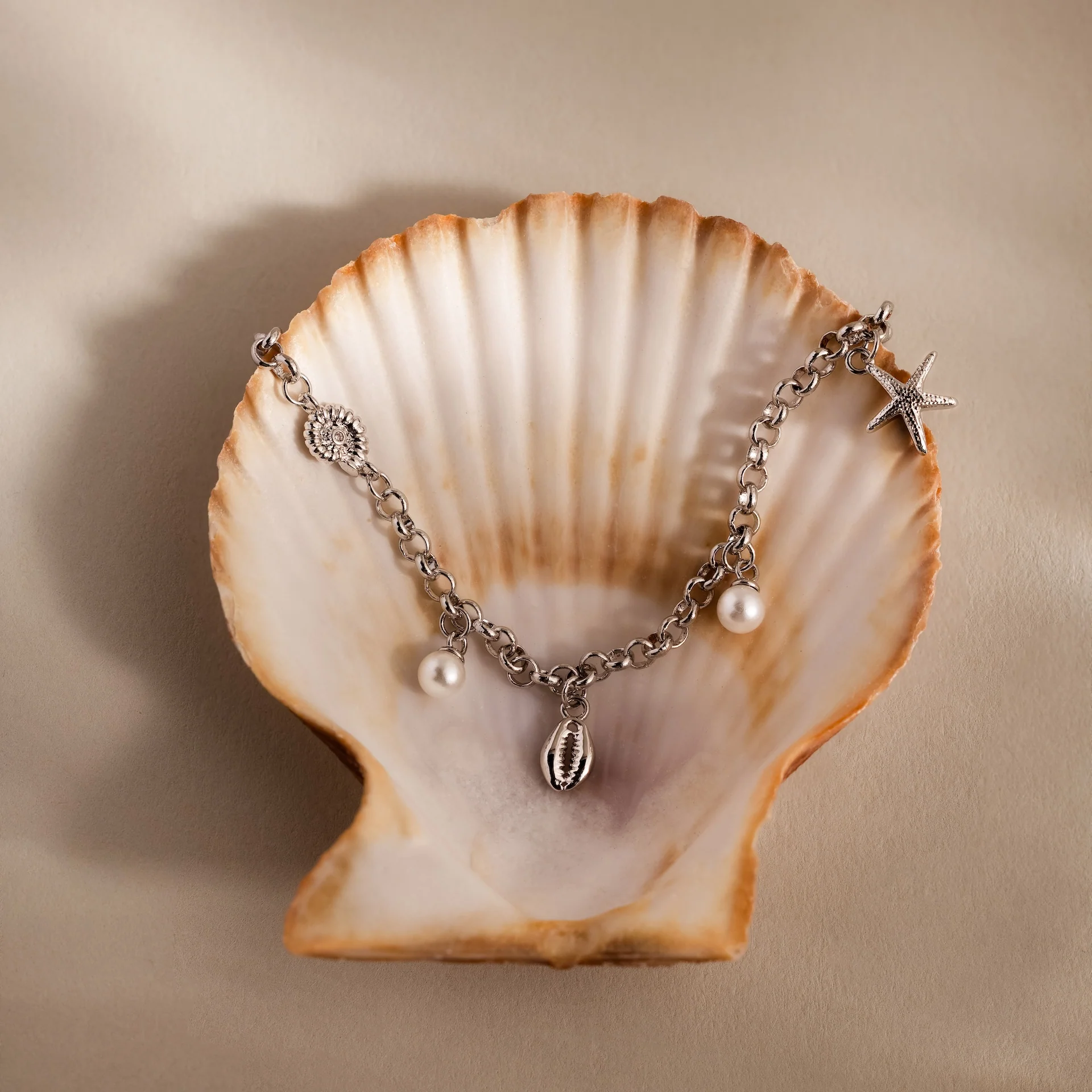 Seaside Pearl Charm Bracelet in Silver - Image 5