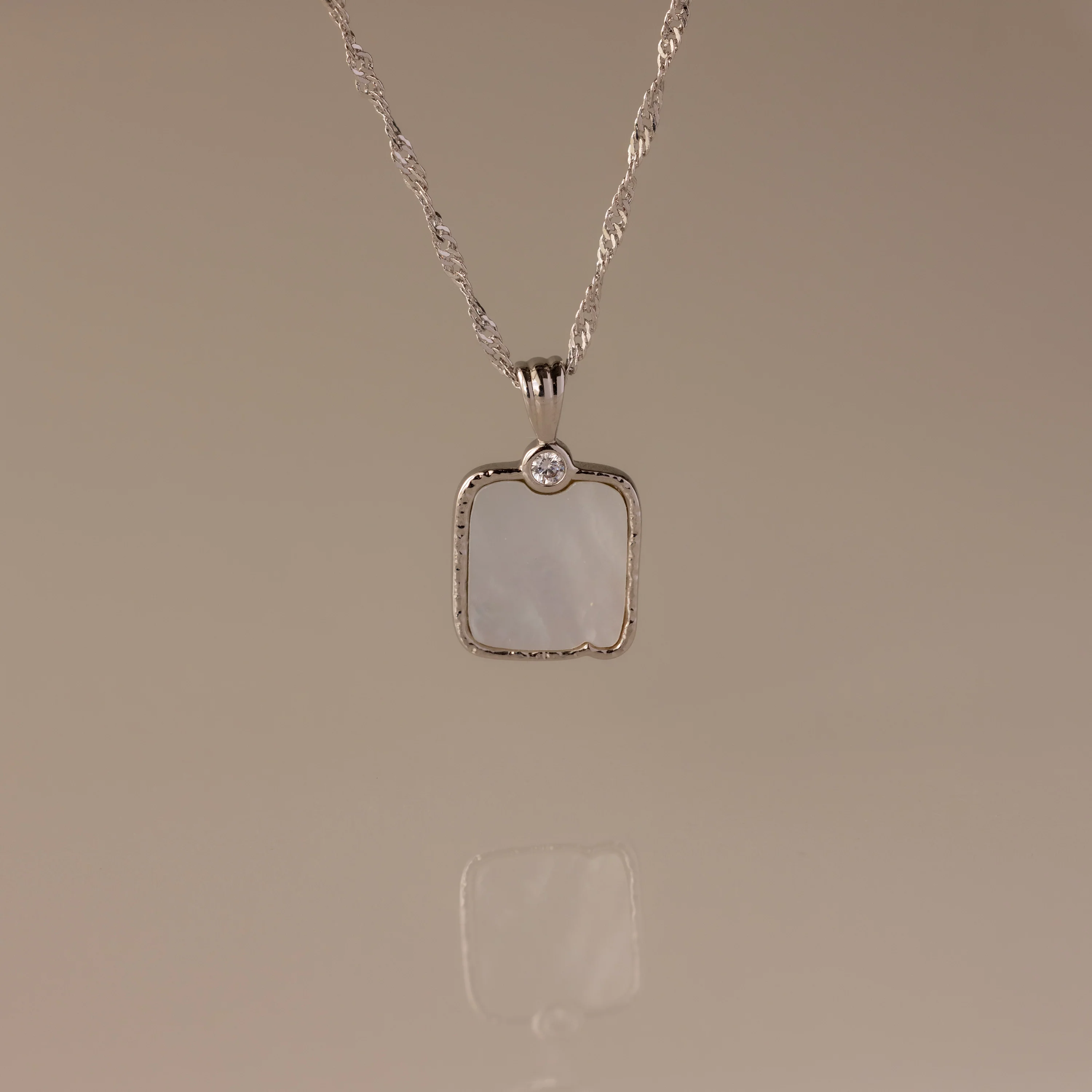 Serenity Mother of Pearl Necklace in Silver - Image 5
