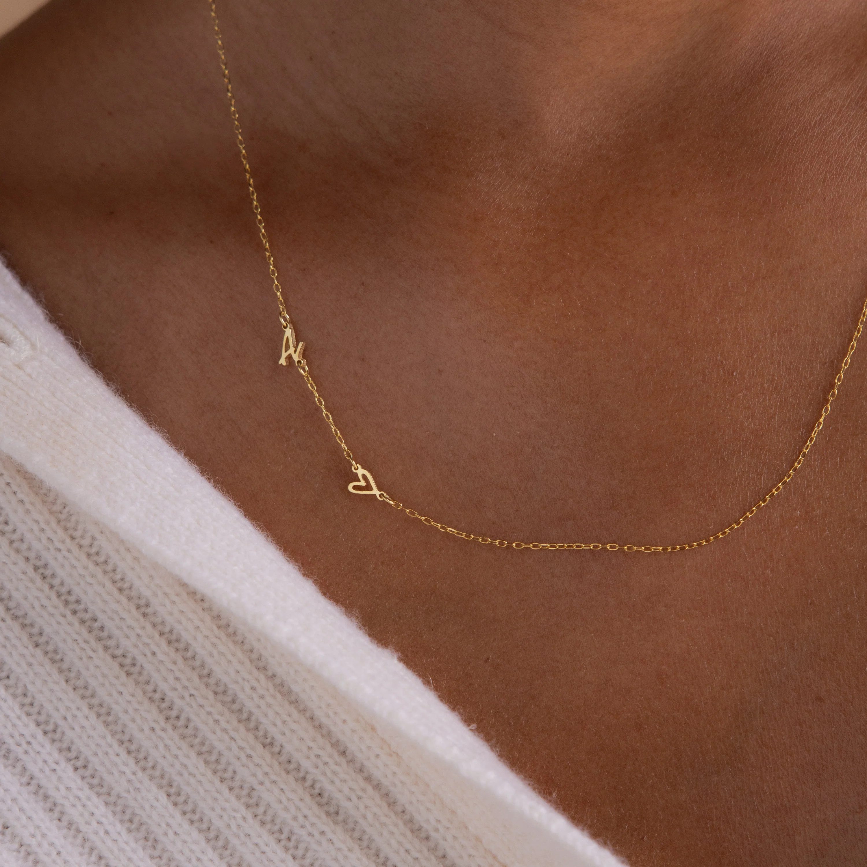 Sideways Initial Heart Necklace - Image 4