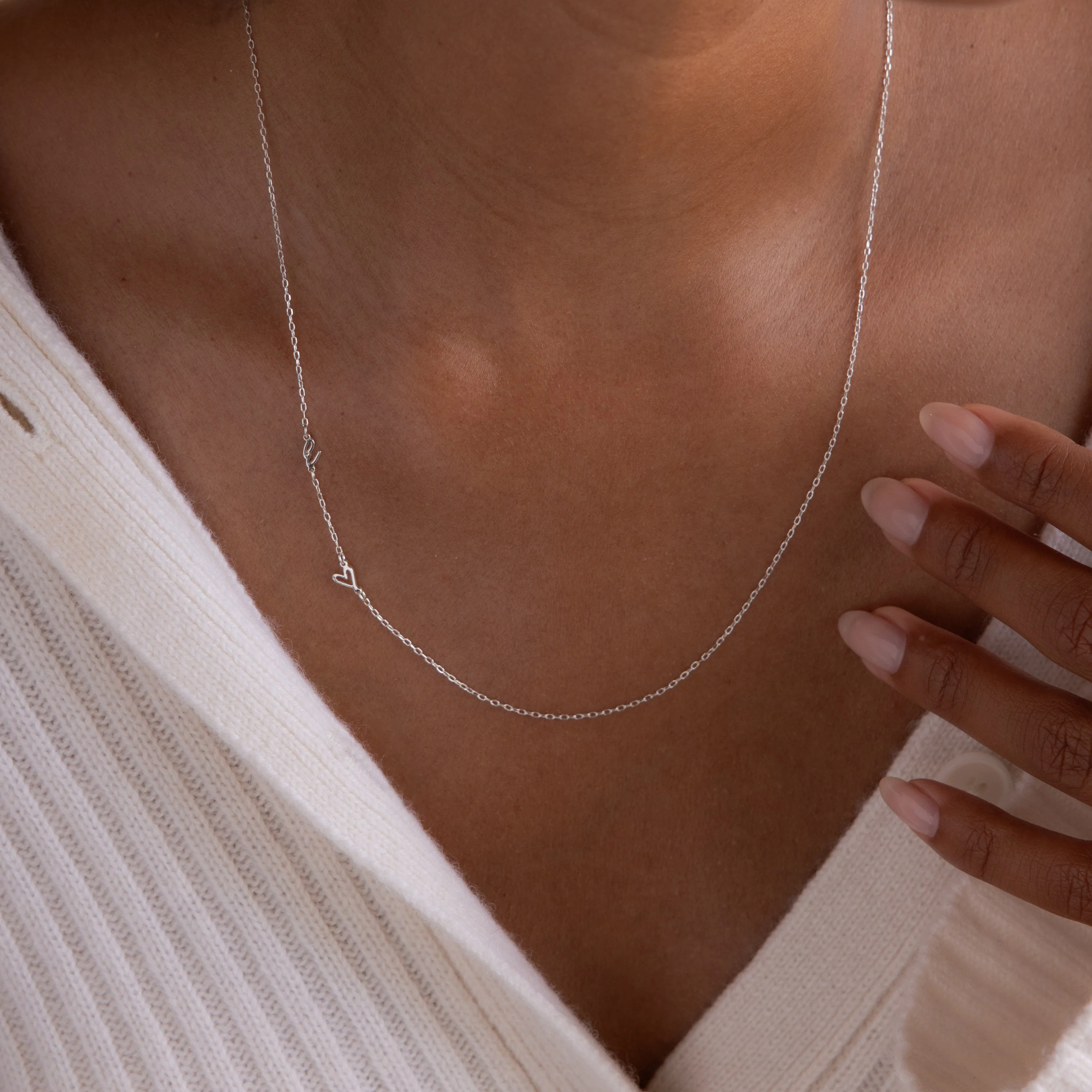 Sideways Initial Heart Necklace - Image 7