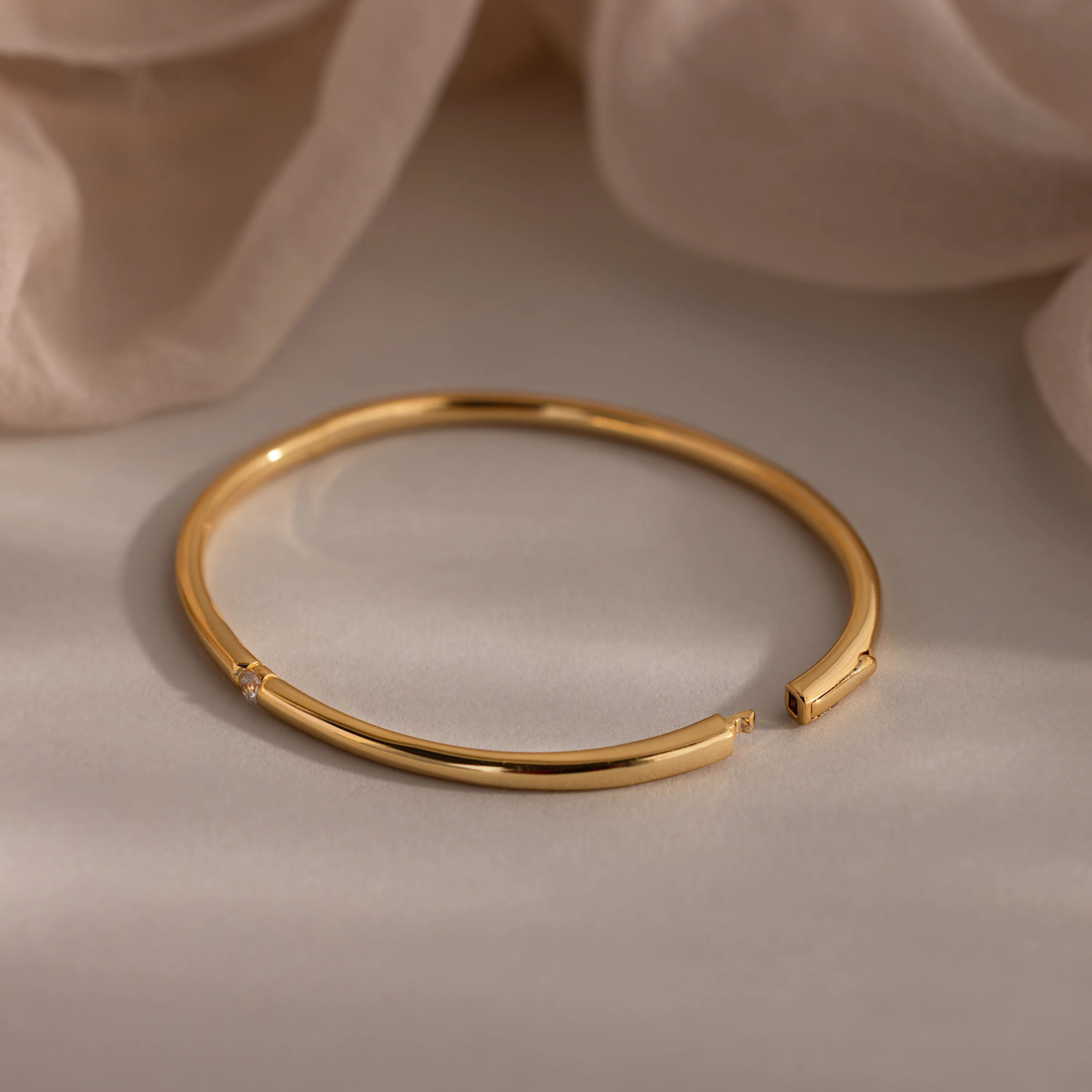 Skinny Diamond Bangle in 18K Gold - Image 5