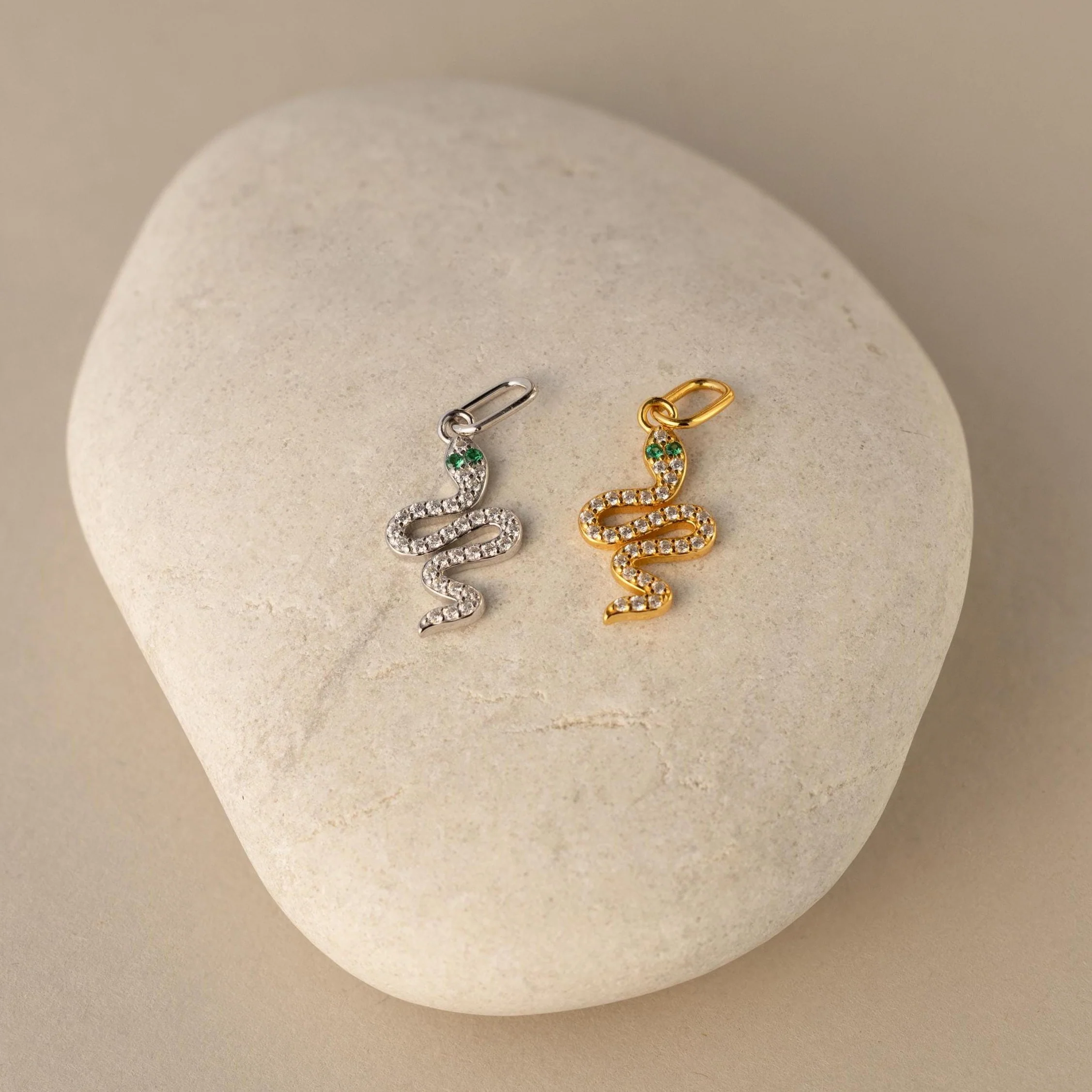 Diamond Snake Charm in Silver - Image 3