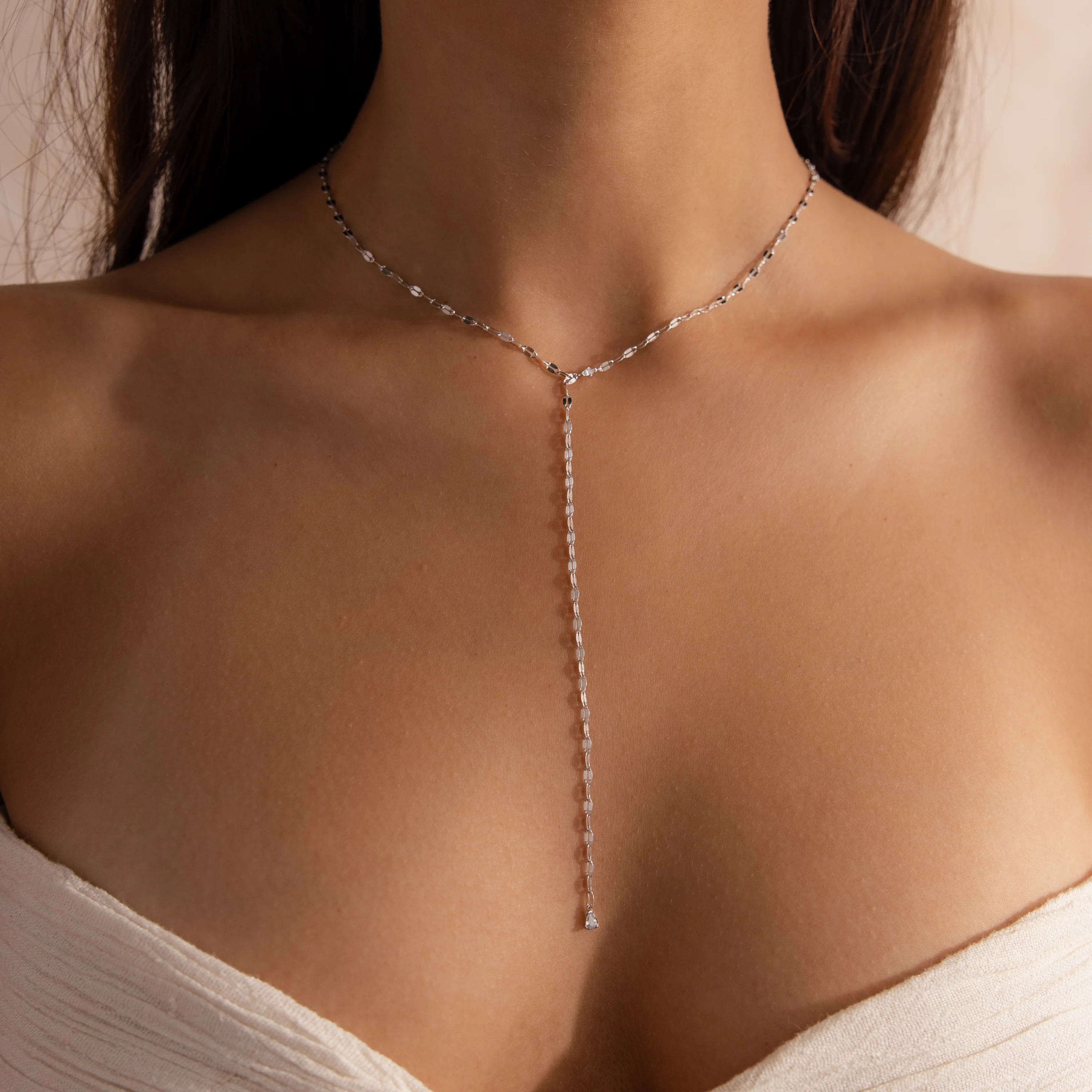 Sparkling Diamond Lariat Necklace - Image 3