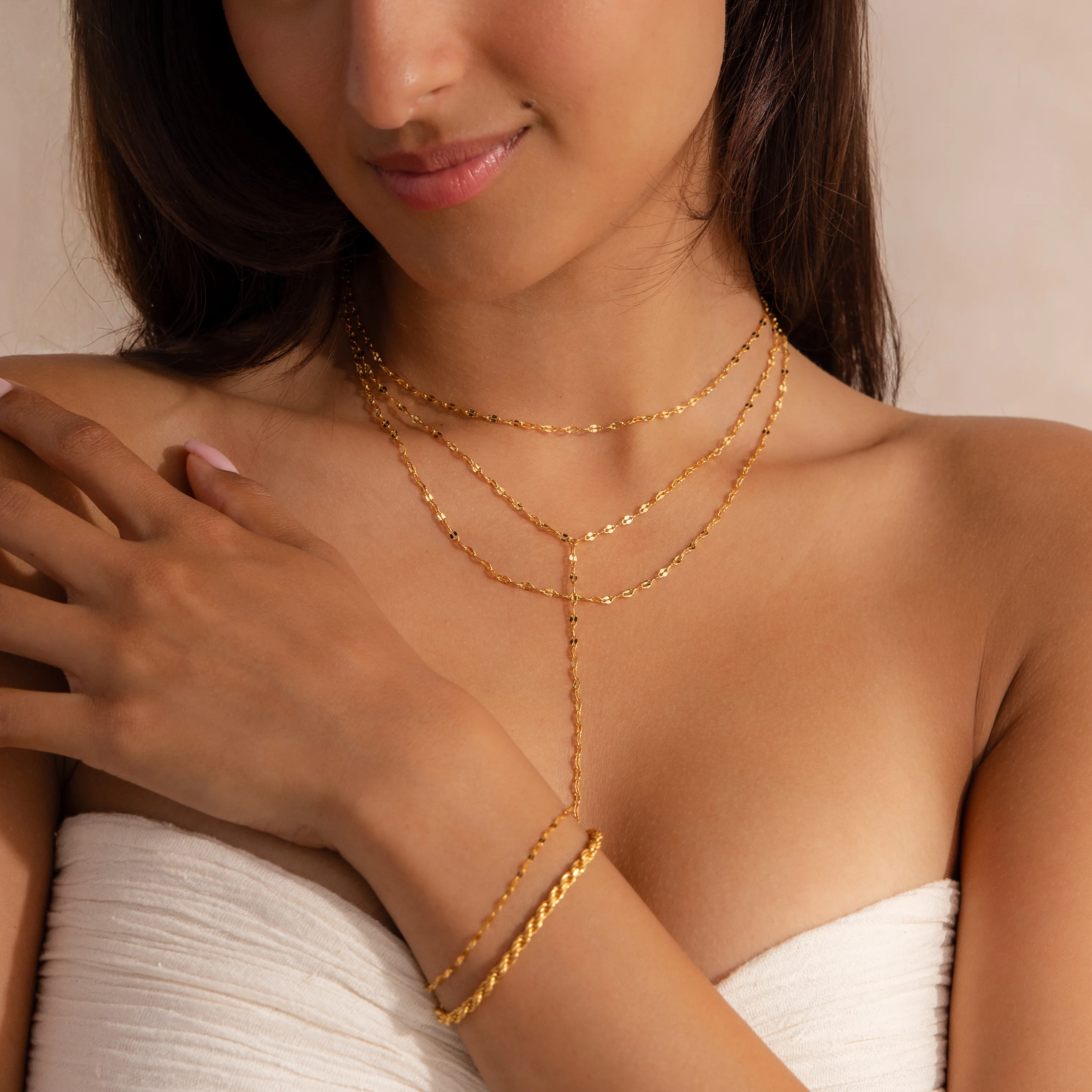 Sparkling Layered Lariat Necklace - Image 7