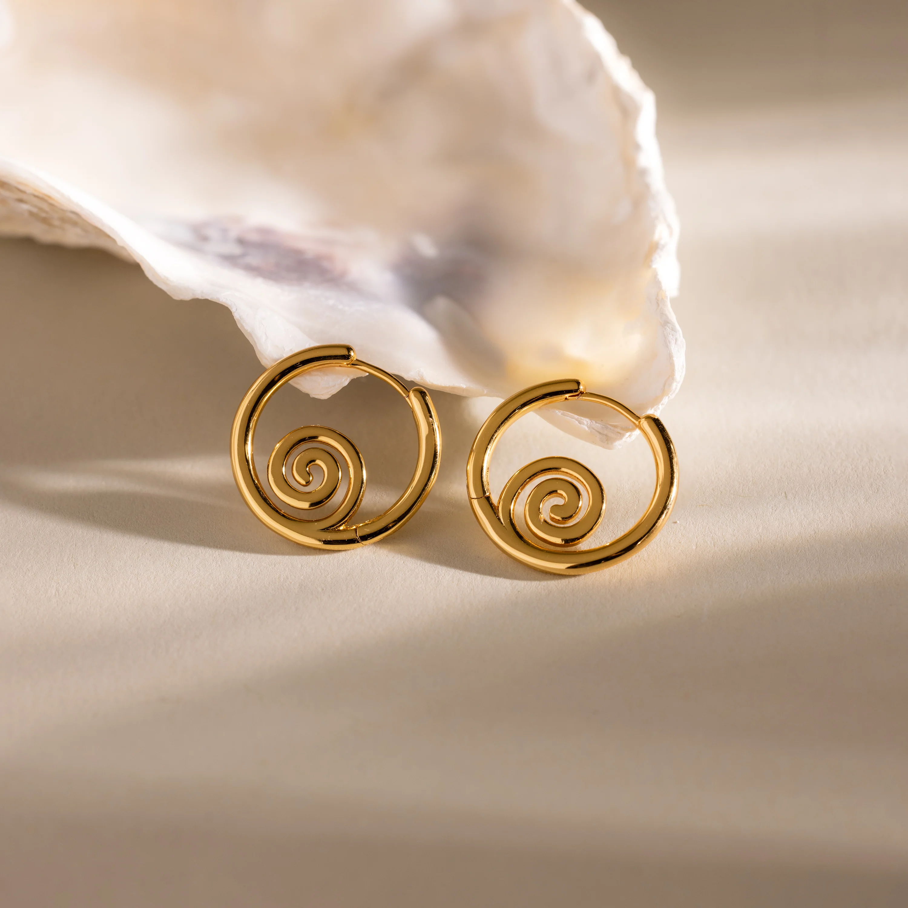 Spiral Swirl Hoops in 18K Gold - Image 5
