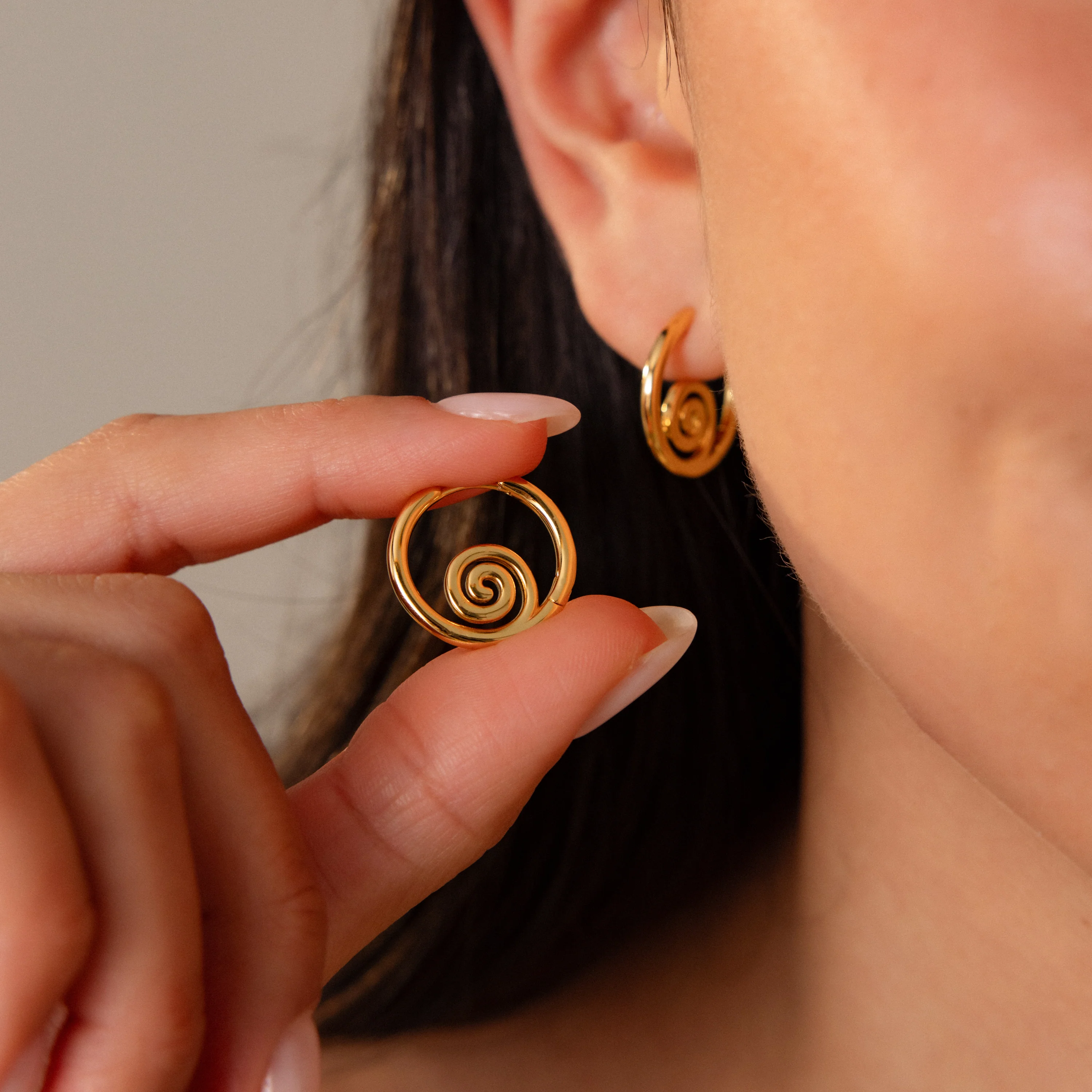 Spiral Swirl Hoops in 18K Gold - Image 6