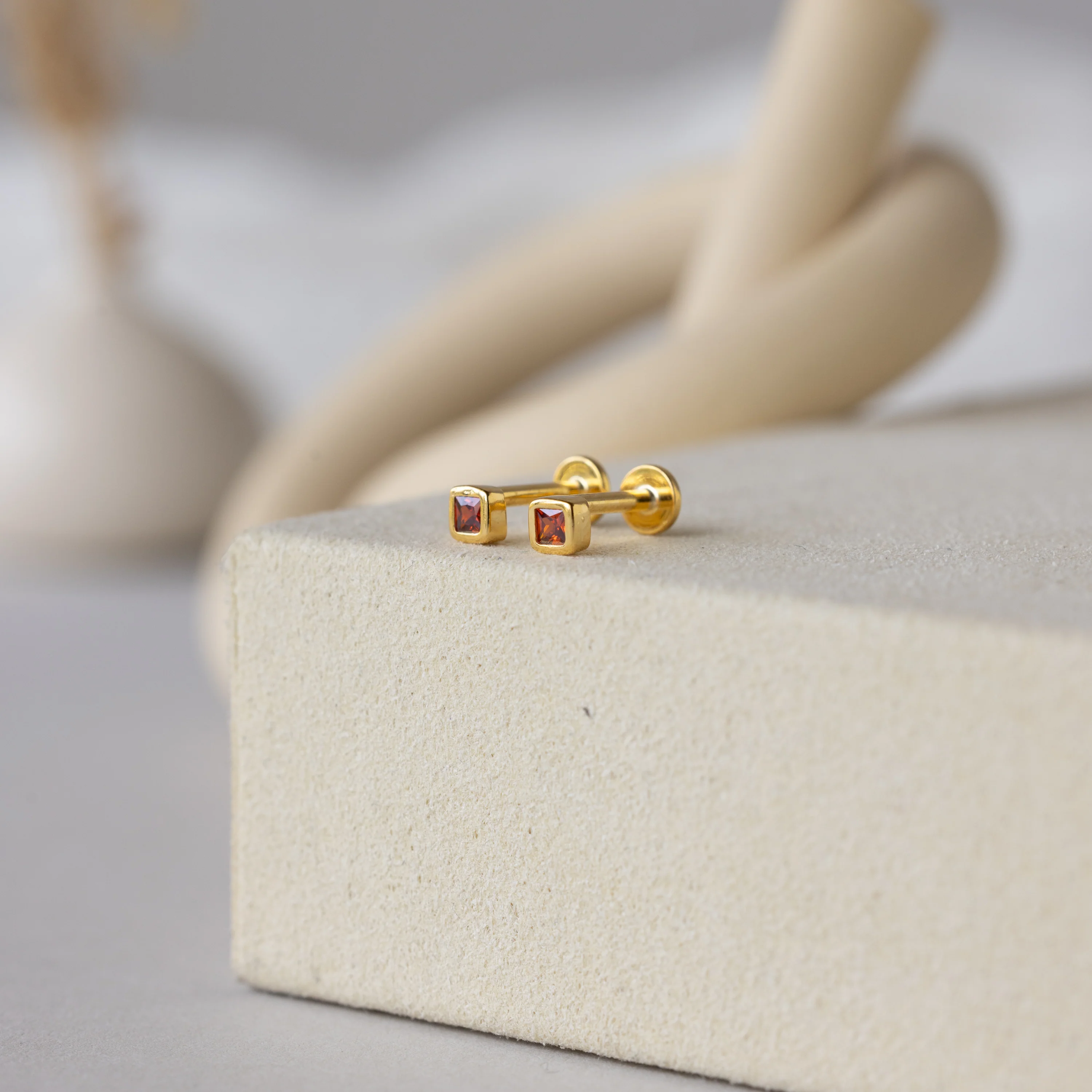 Square Bezel Birthstone Flatback Studs - Image 10
