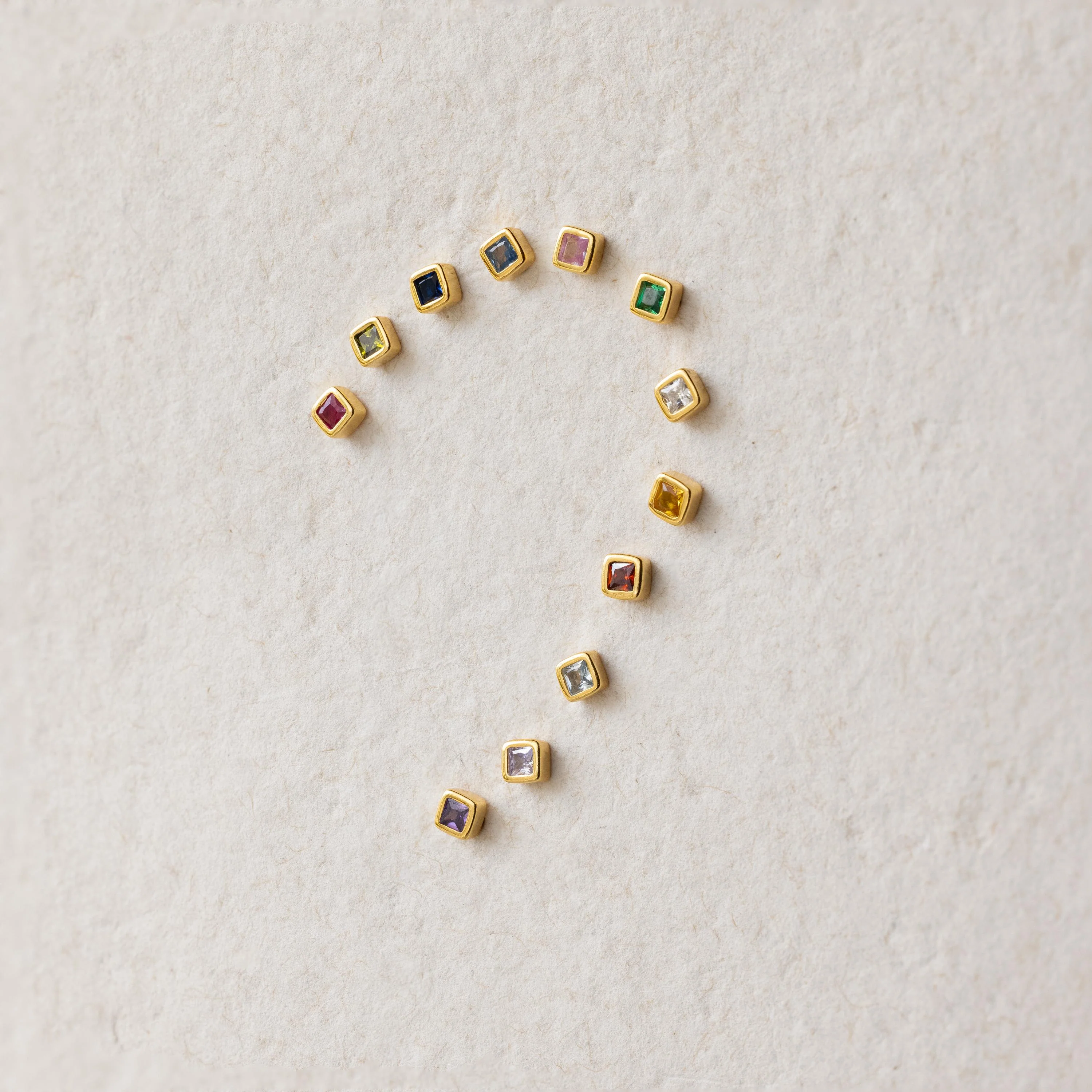 Square Bezel Birthstone Flatback Studs - Image 17