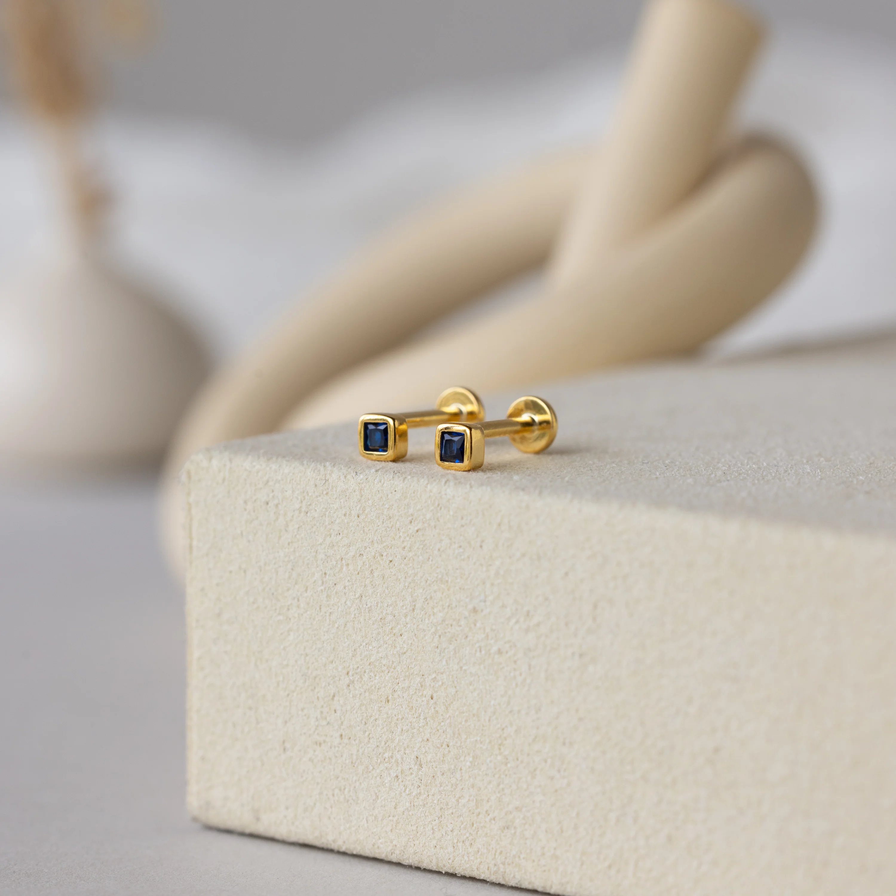 Square Bezel Birthstone Flatback Studs - Image 18