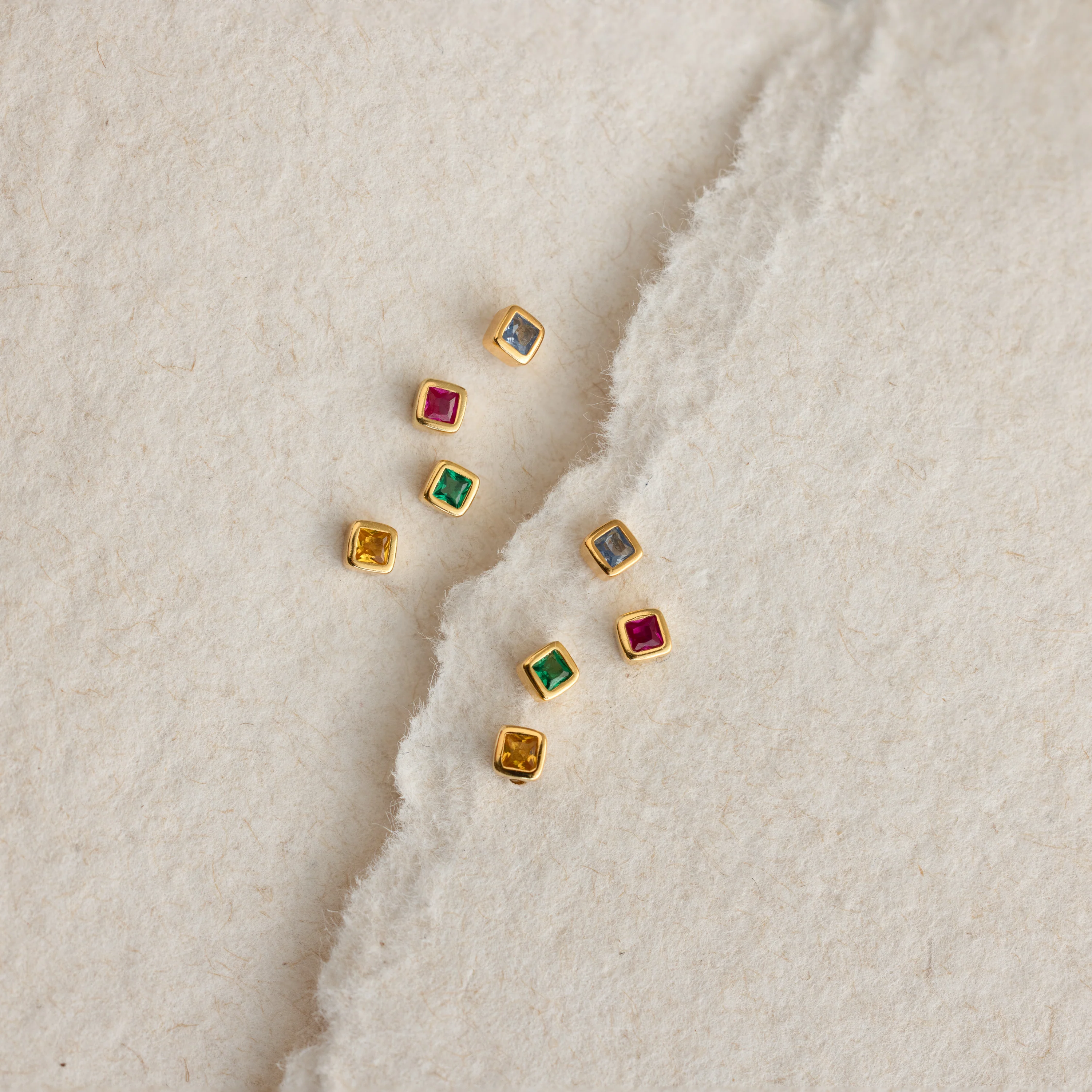 Square Bezel Birthstone Flatback Studs - Image 3