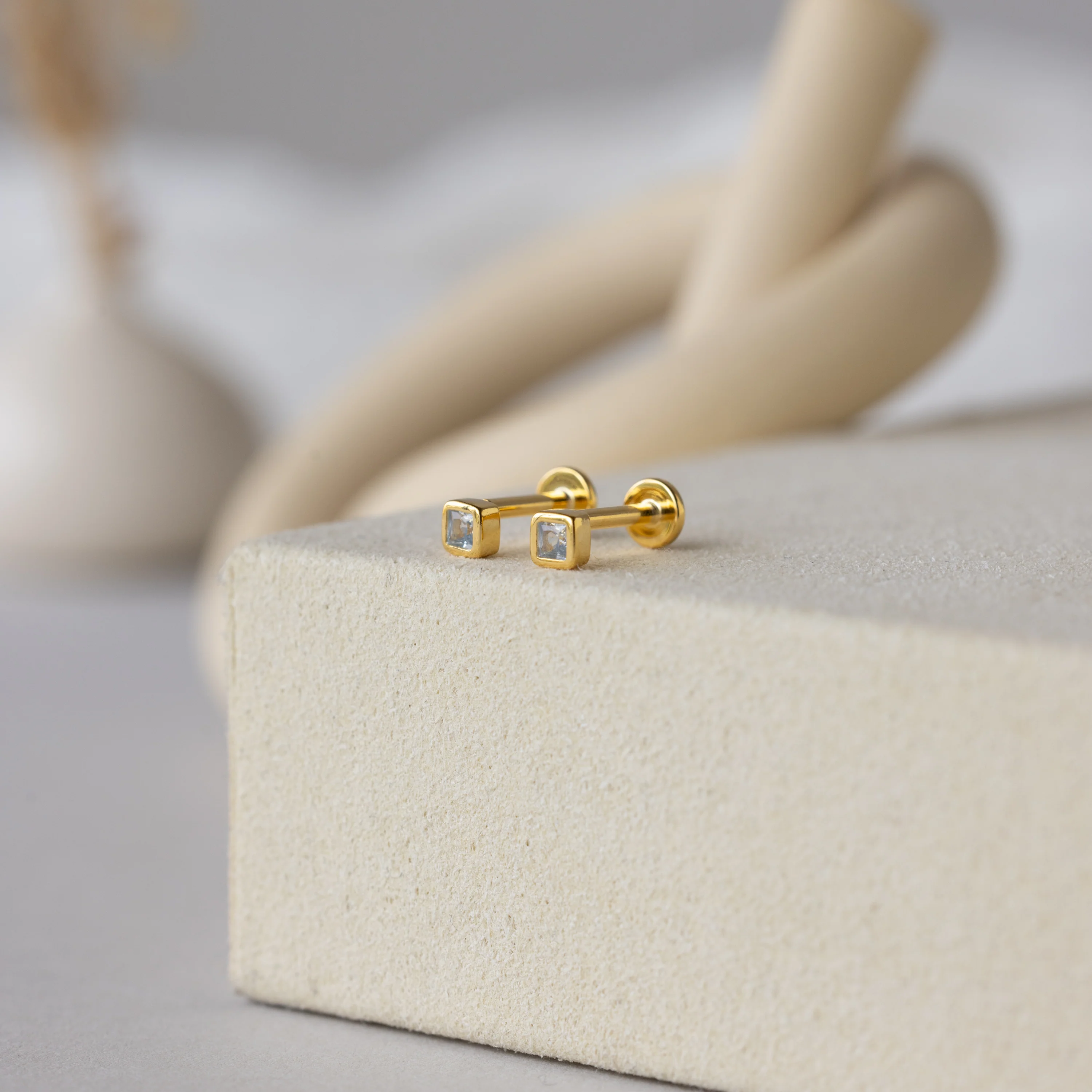 Square Bezel Birthstone Flatback Studs - Image 5