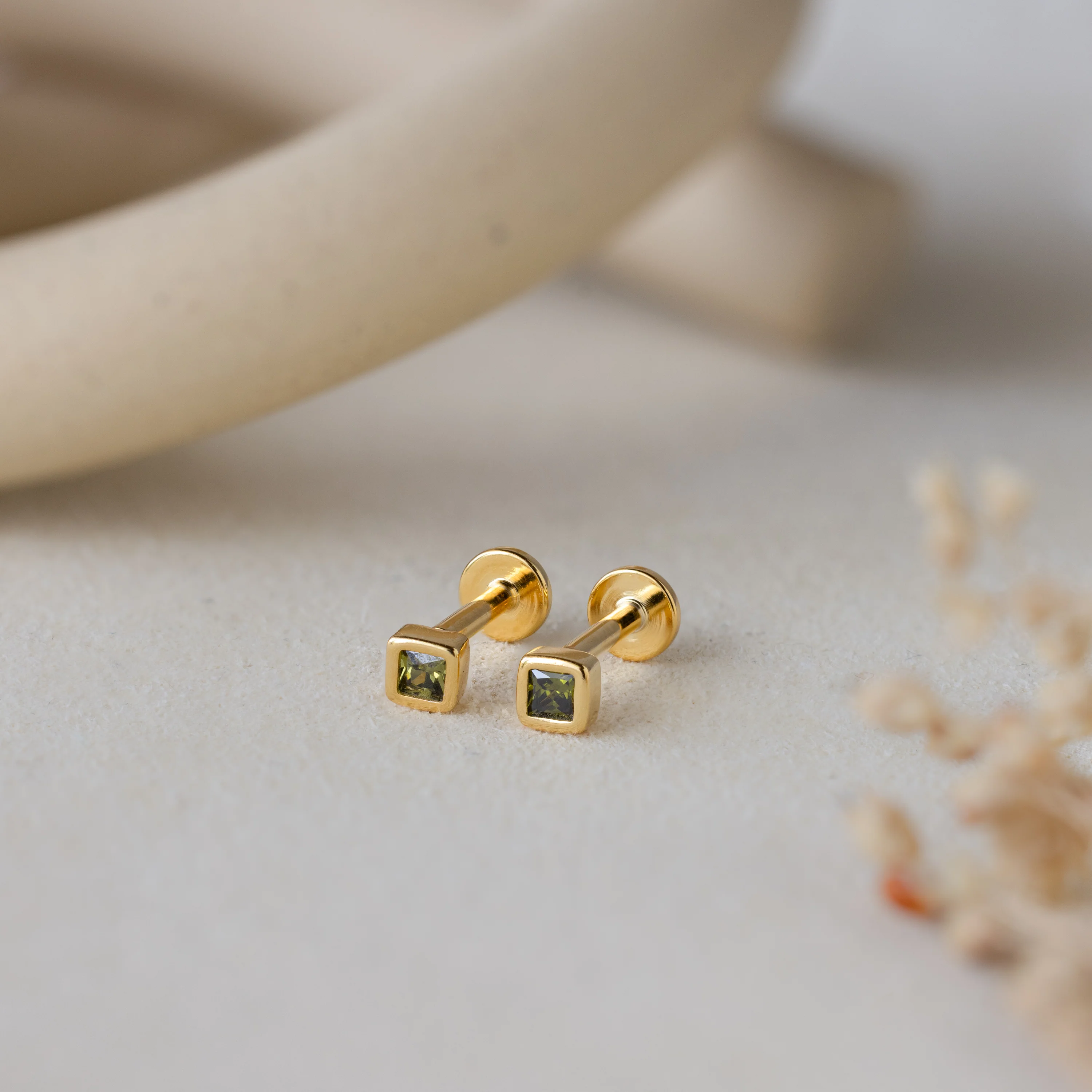 Square Bezel Birthstone Flatback Studs - Image 7