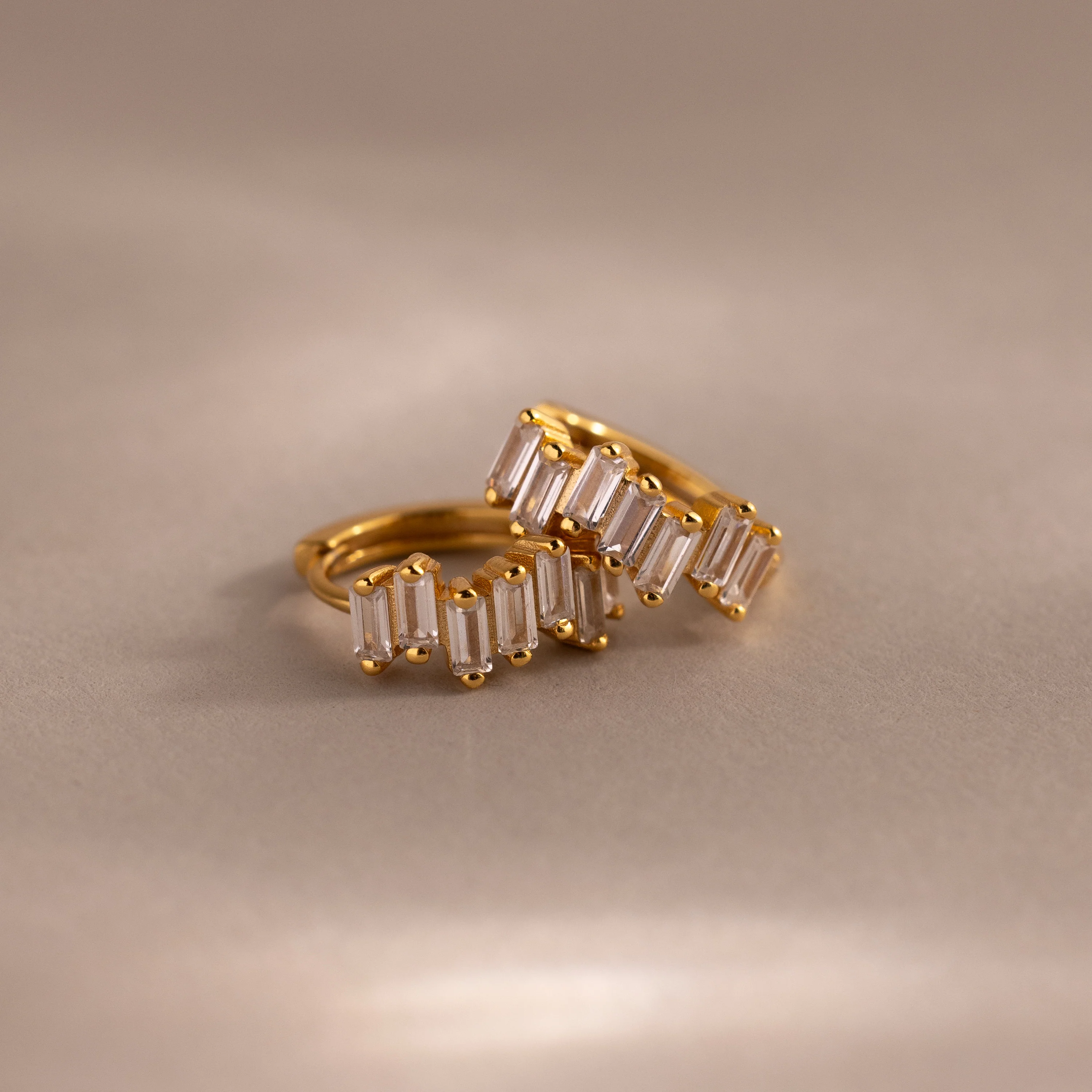 Staggered Baguette Diamond Huggies - Image 3