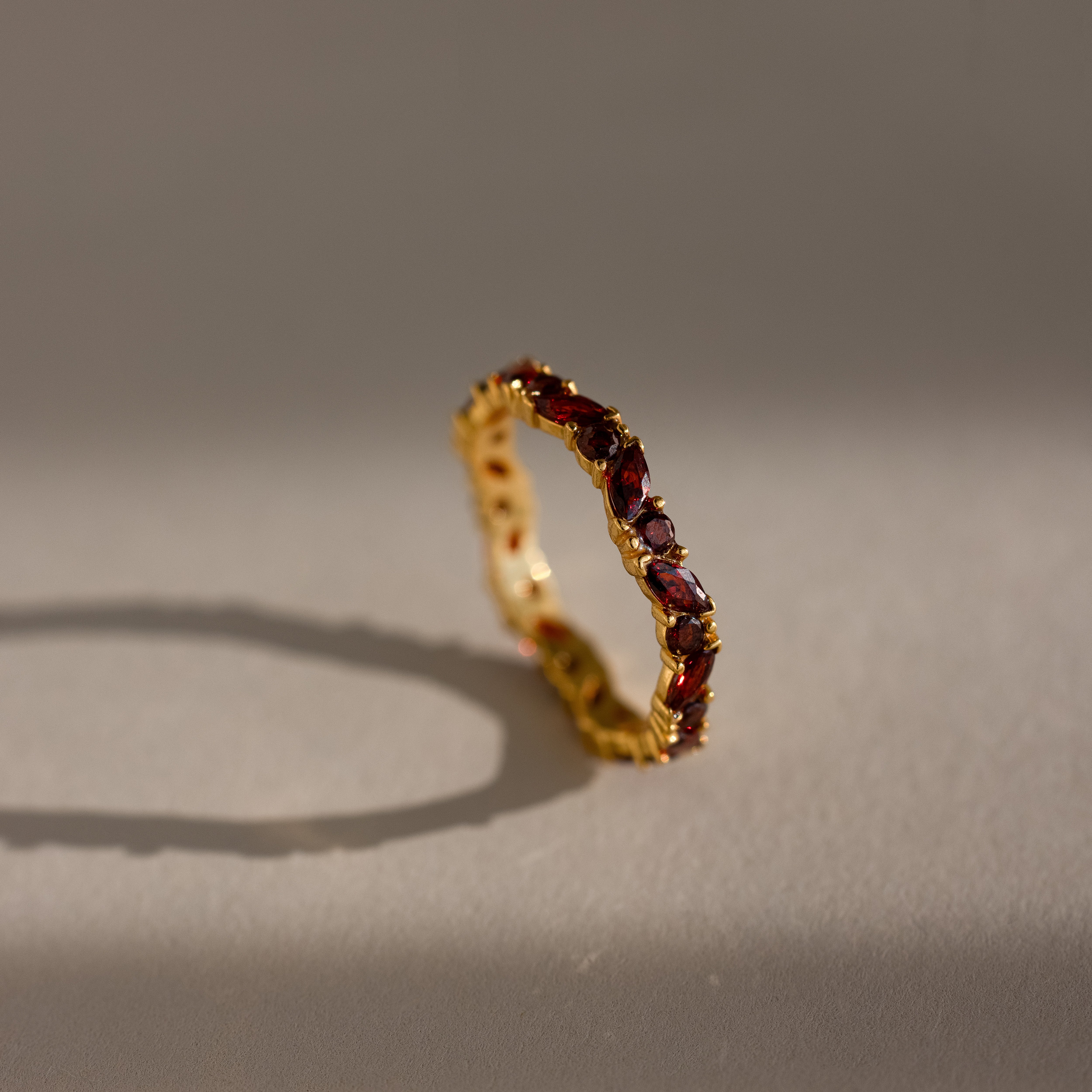 Staggered Marquise Garnet Ring