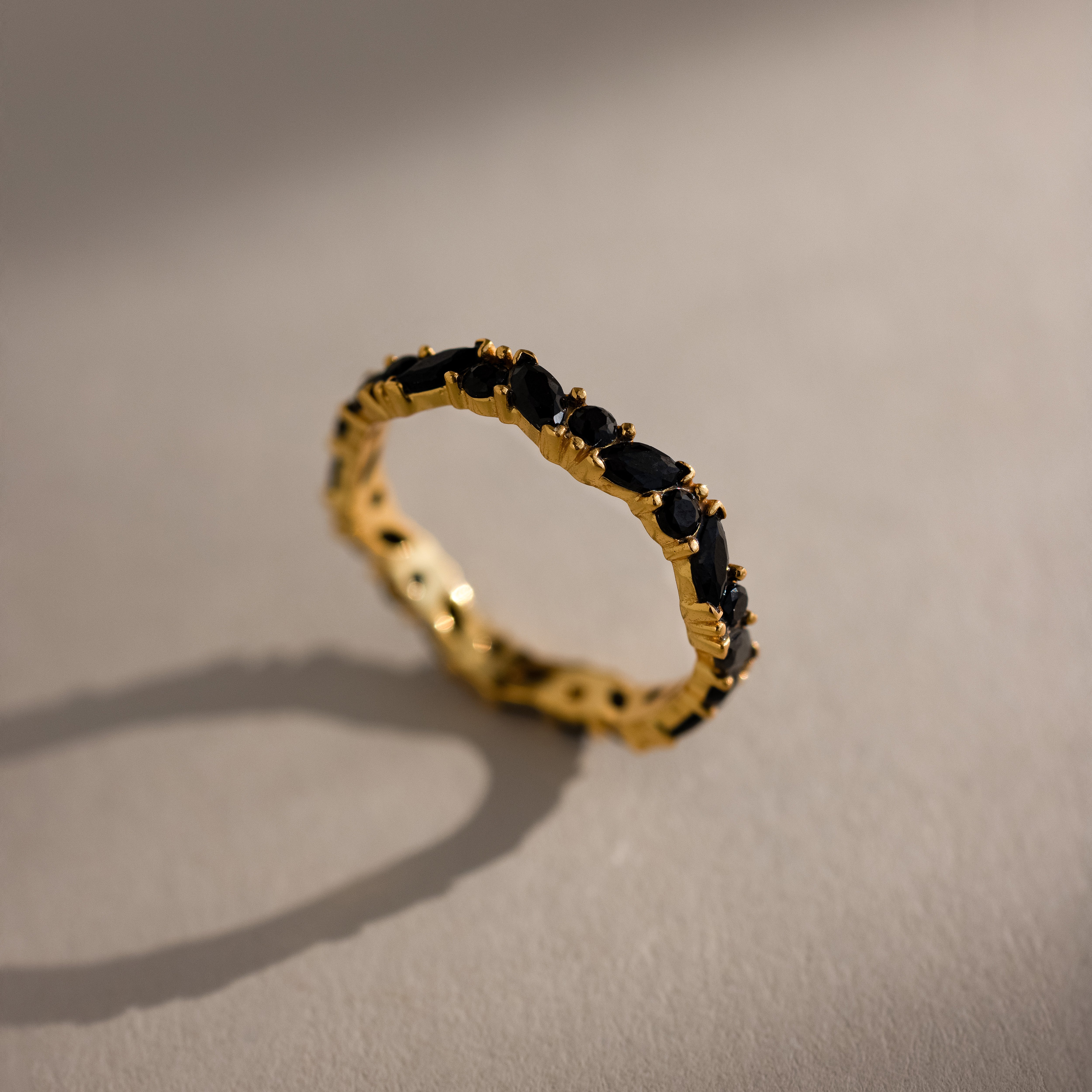 Staggered Marquise Onyx Ring