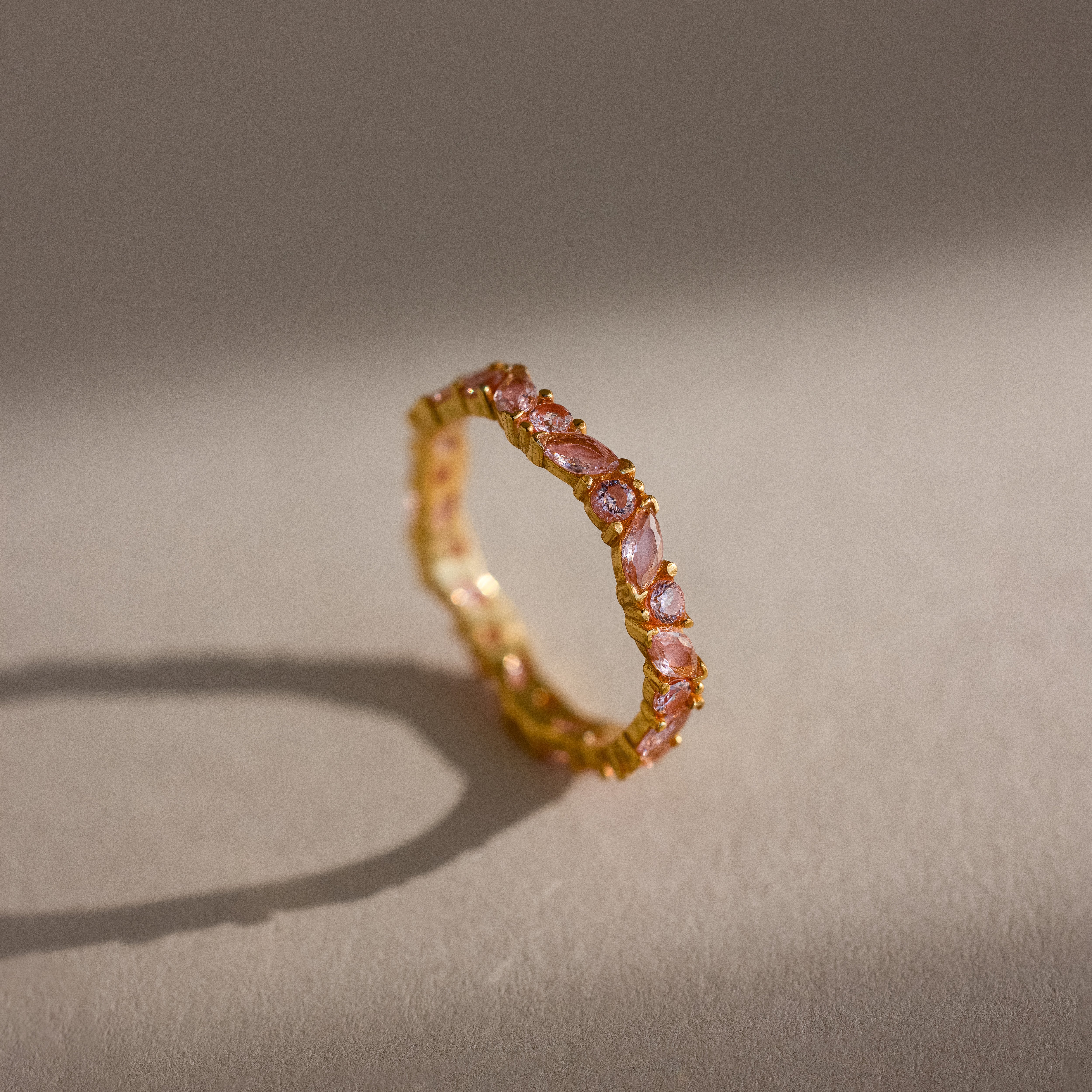 Staggered Marquise Pink Tourmaline Ring