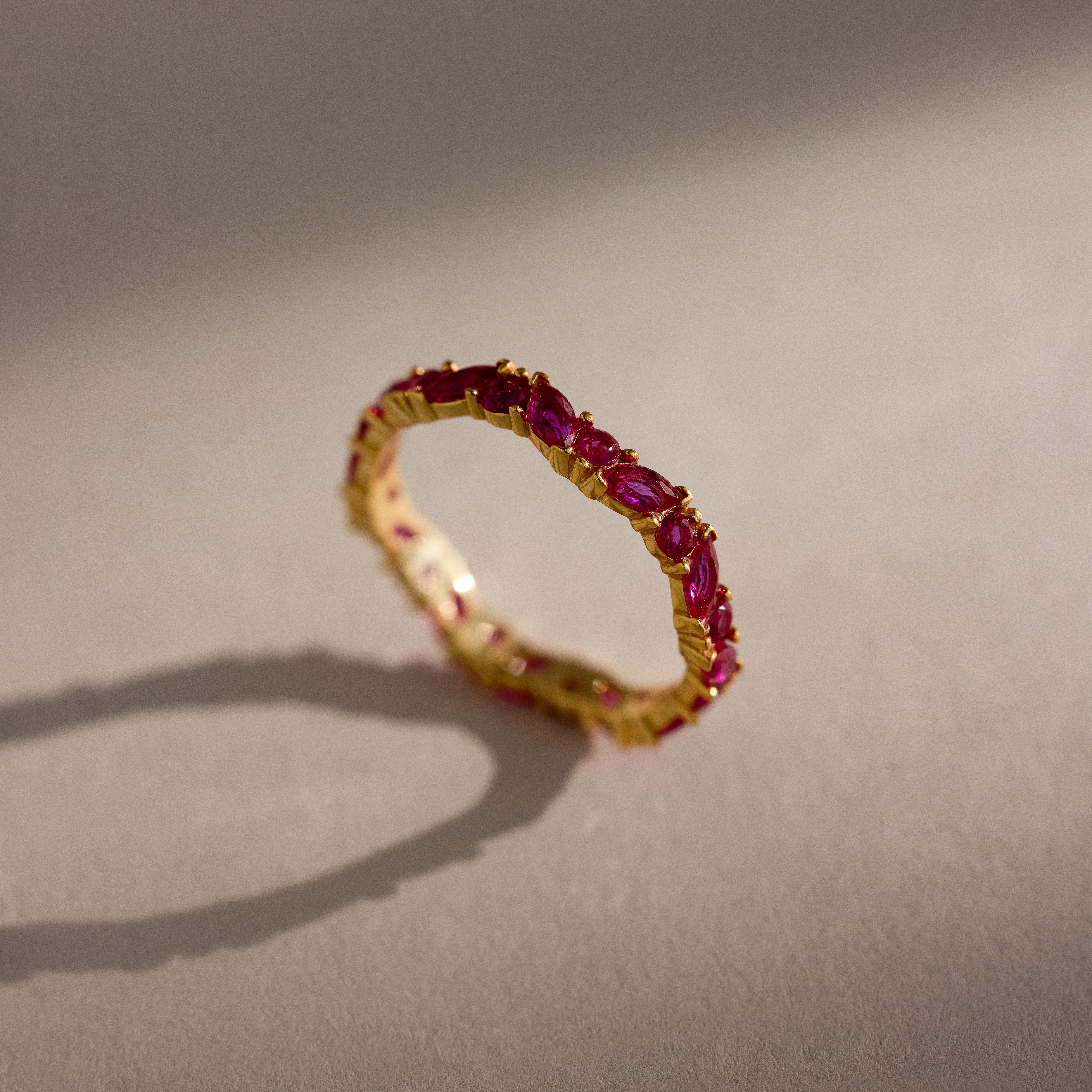 Staggered Marquise Ruby Ring