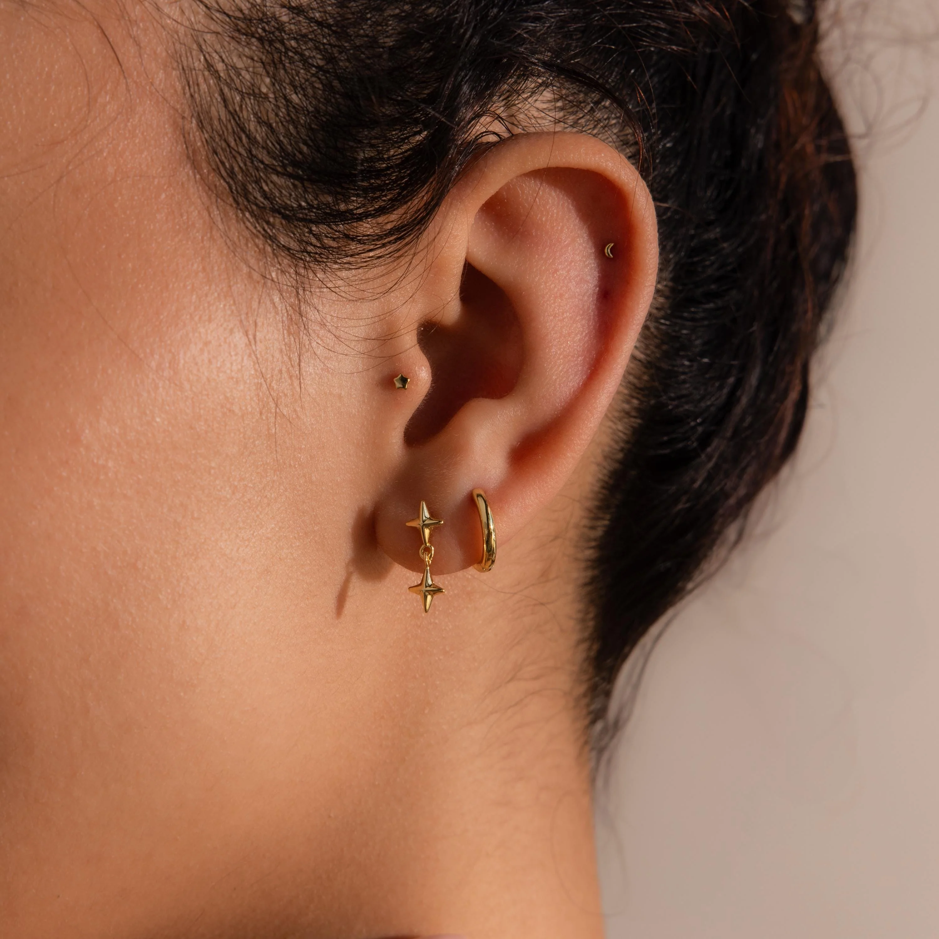 Star Drop Flatback Studs in 18K Gold - Image 4