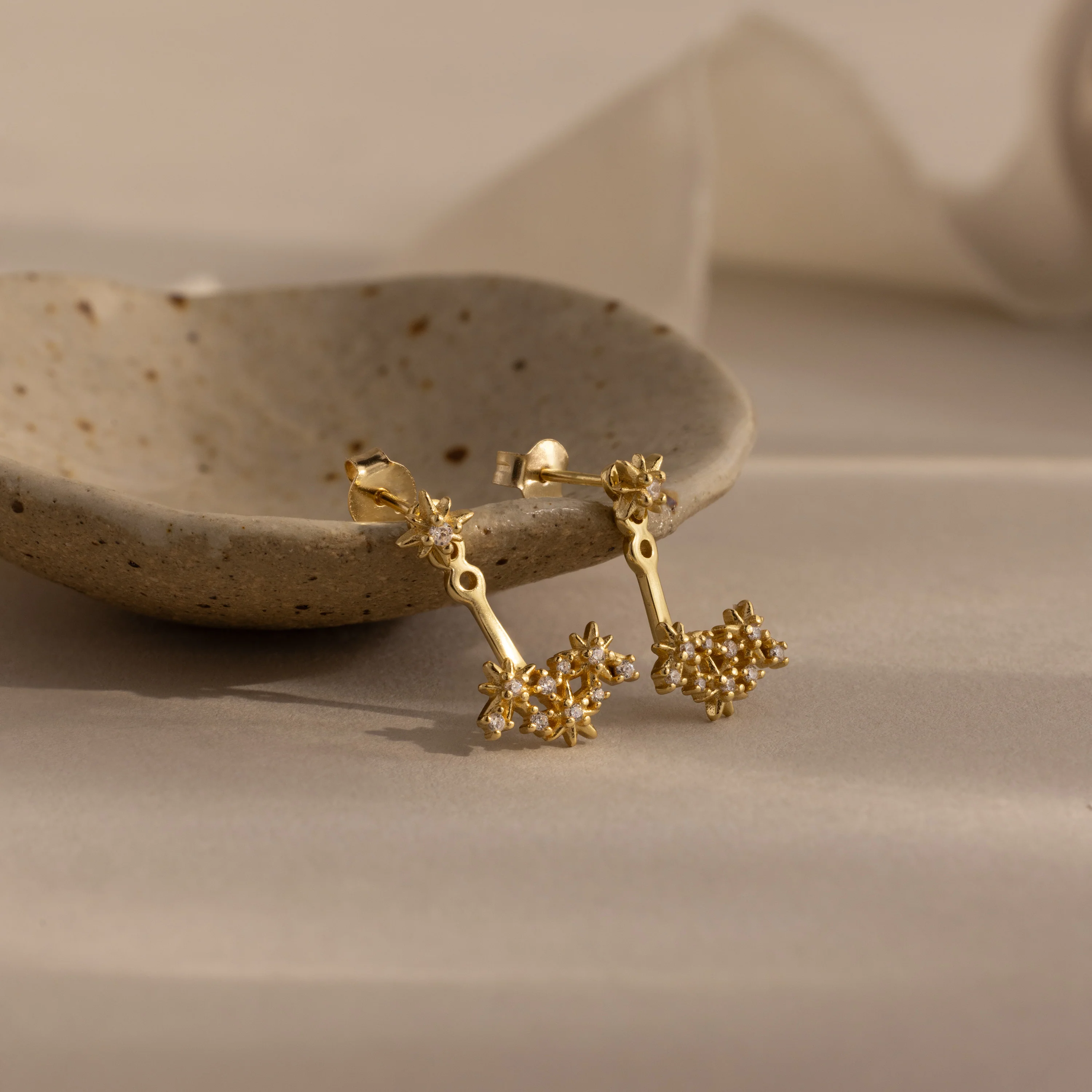 Starburst Cluster Ear Jackets in 18K Gold - Image 3