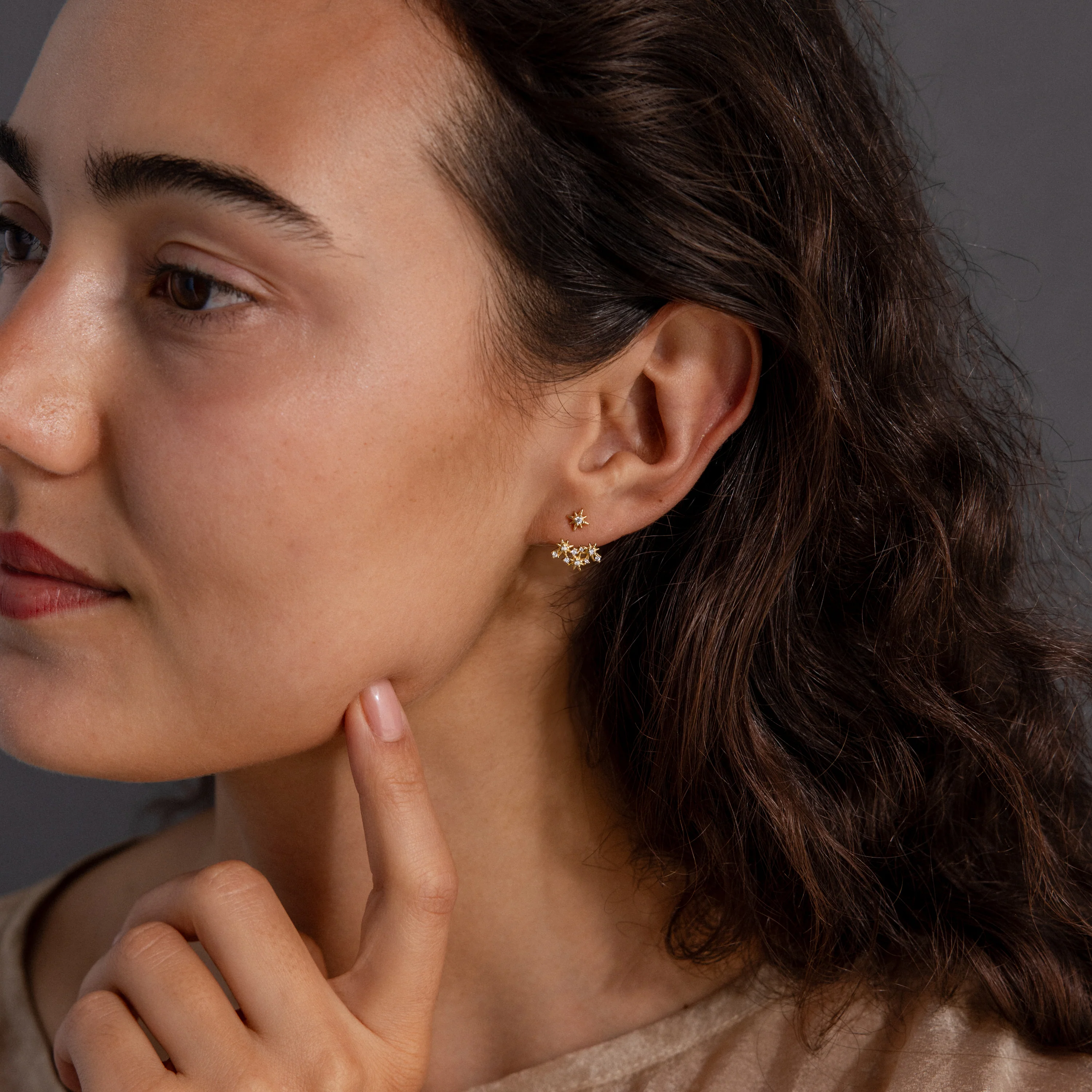 Starburst Cluster Ear Jackets in 18K Gold - Image 4