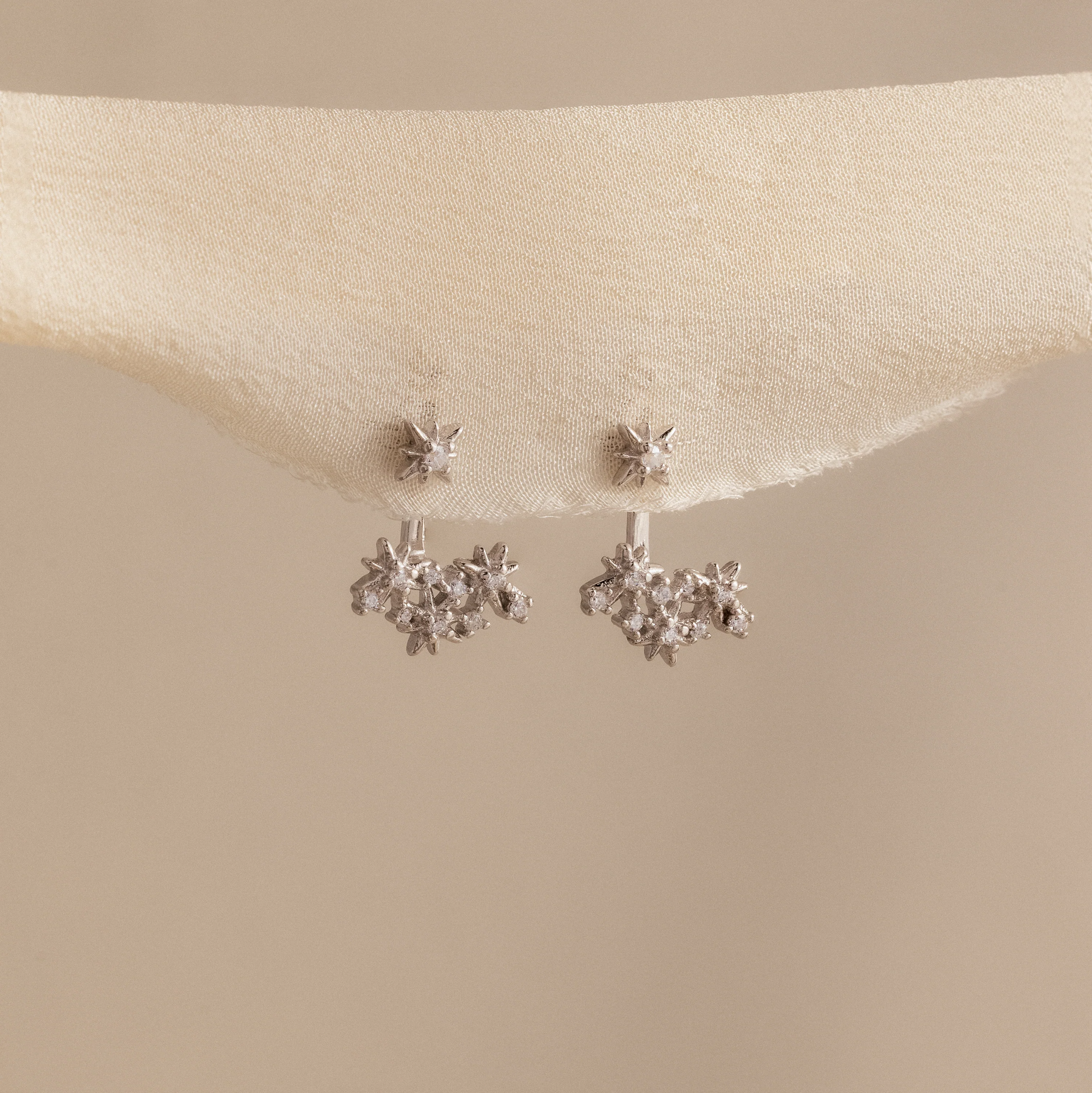 Starburst Cluster Ear Jackets in Silver