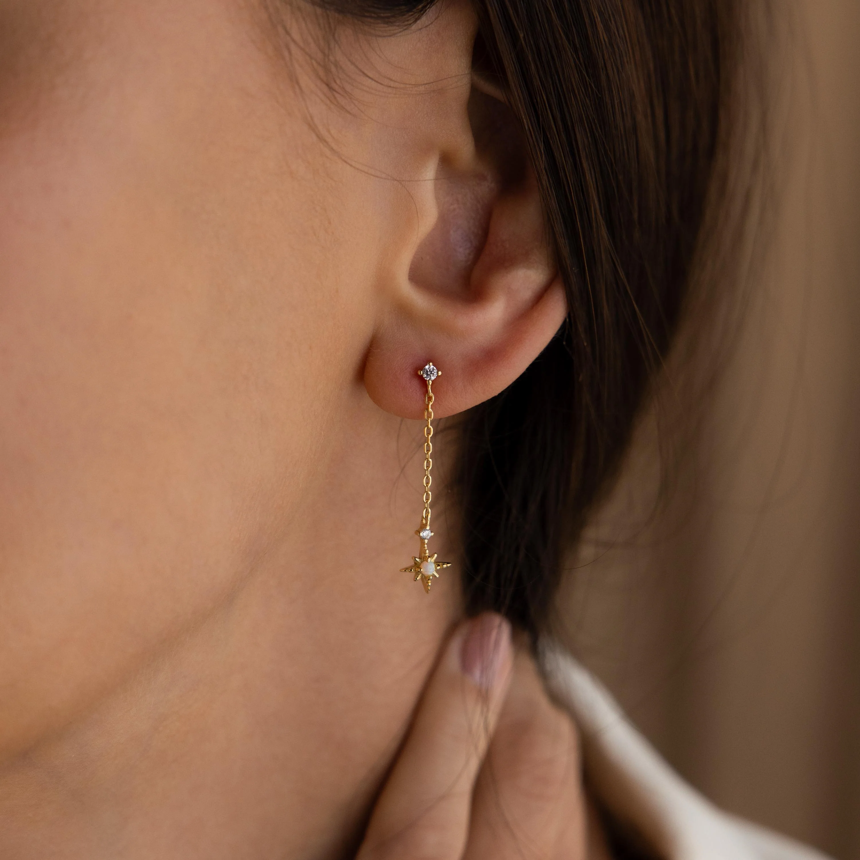 Starburst Drop Studs in 18K Gold - Image 2