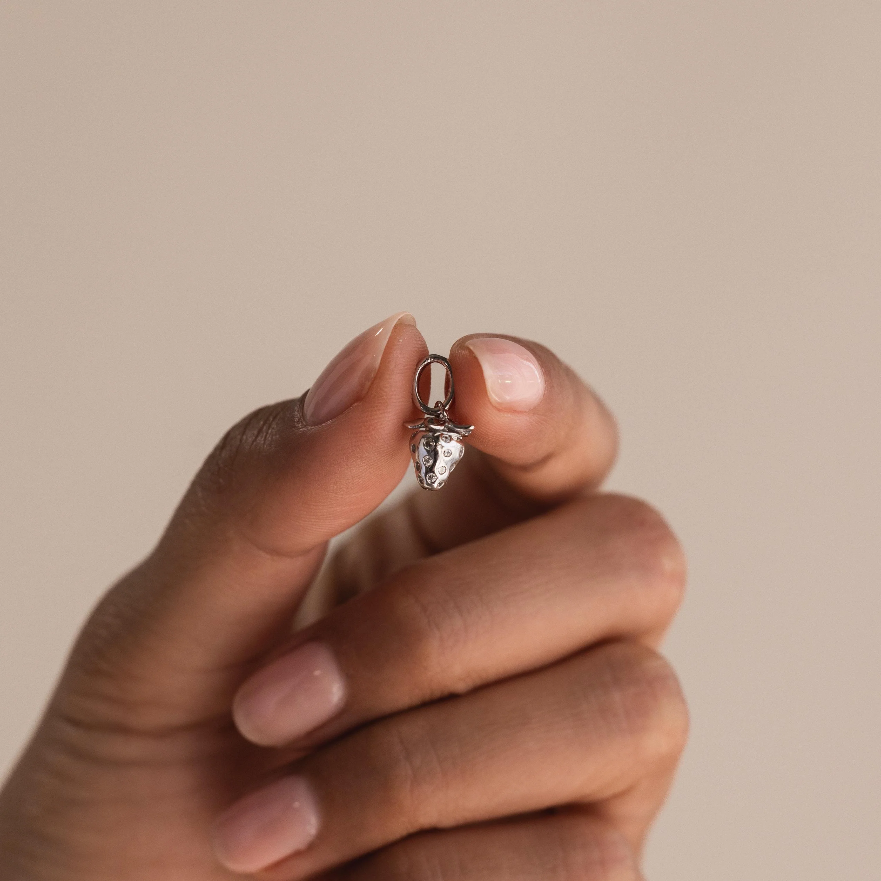 Strawberry Diamond Charm in Silver - Image 2