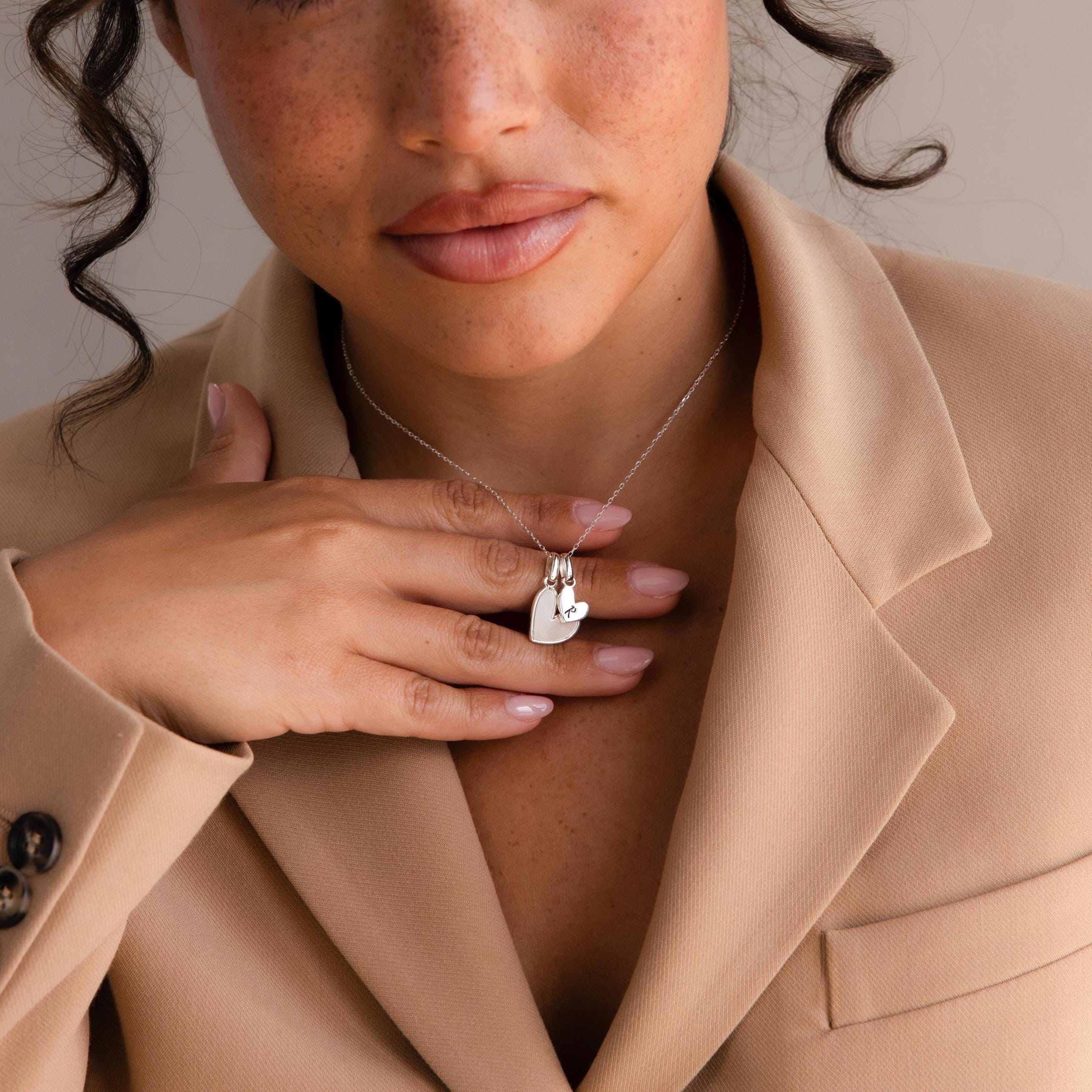 Stylish Pearl Initial Heart Necklace - Image 7