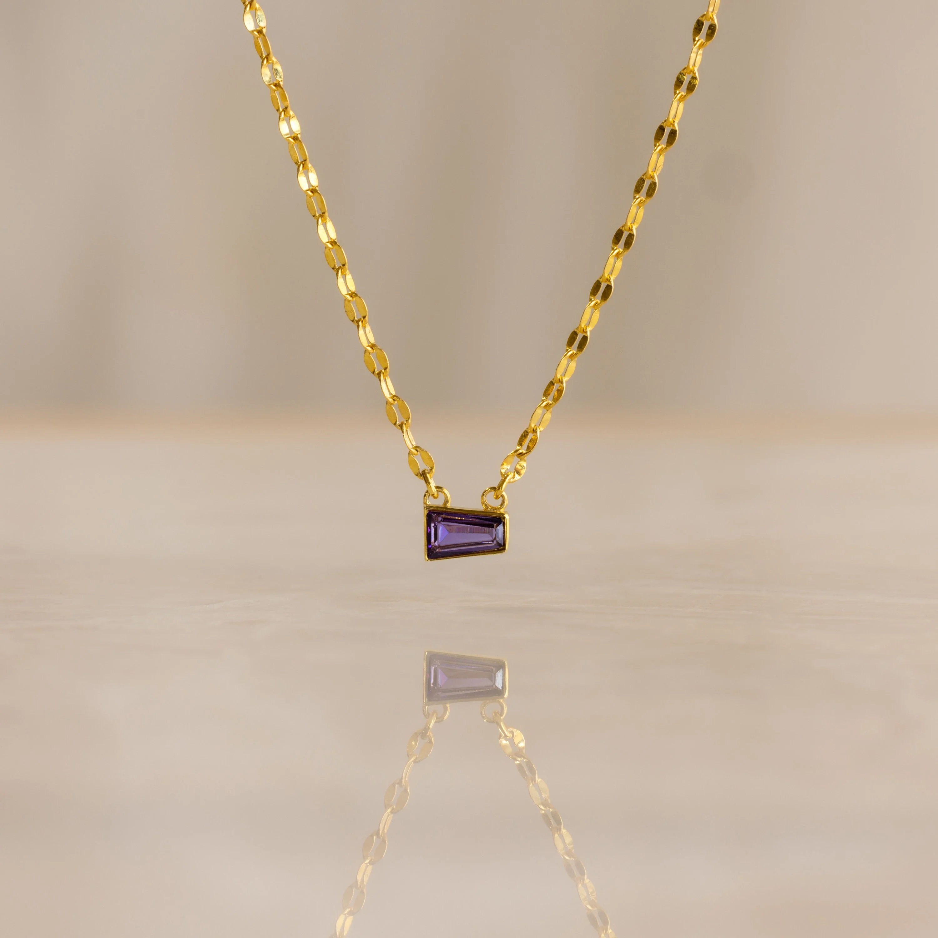 Tapered Baguette Birthstone Necklace - Image 3