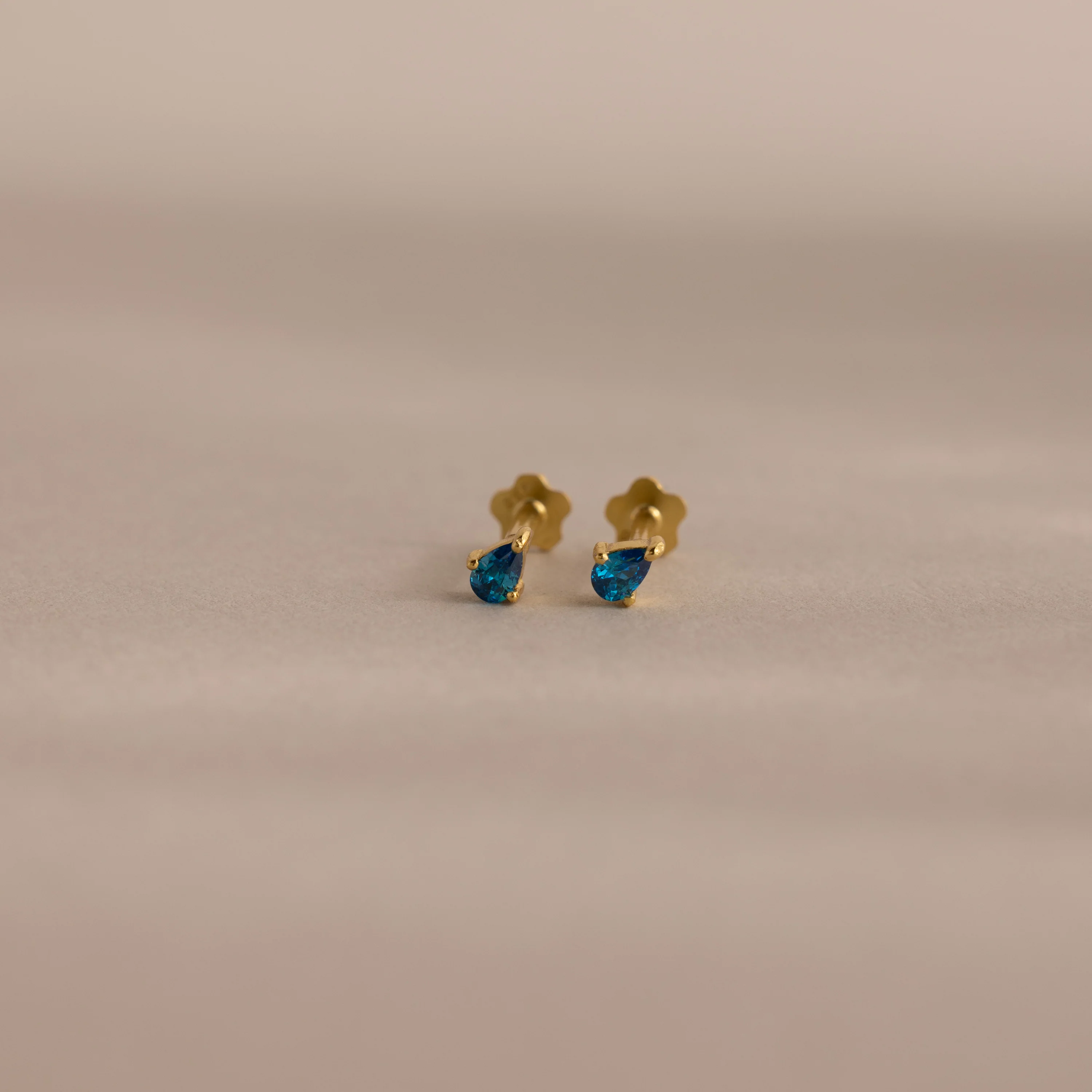 Teardrop Blue Zircon Flatback Studs