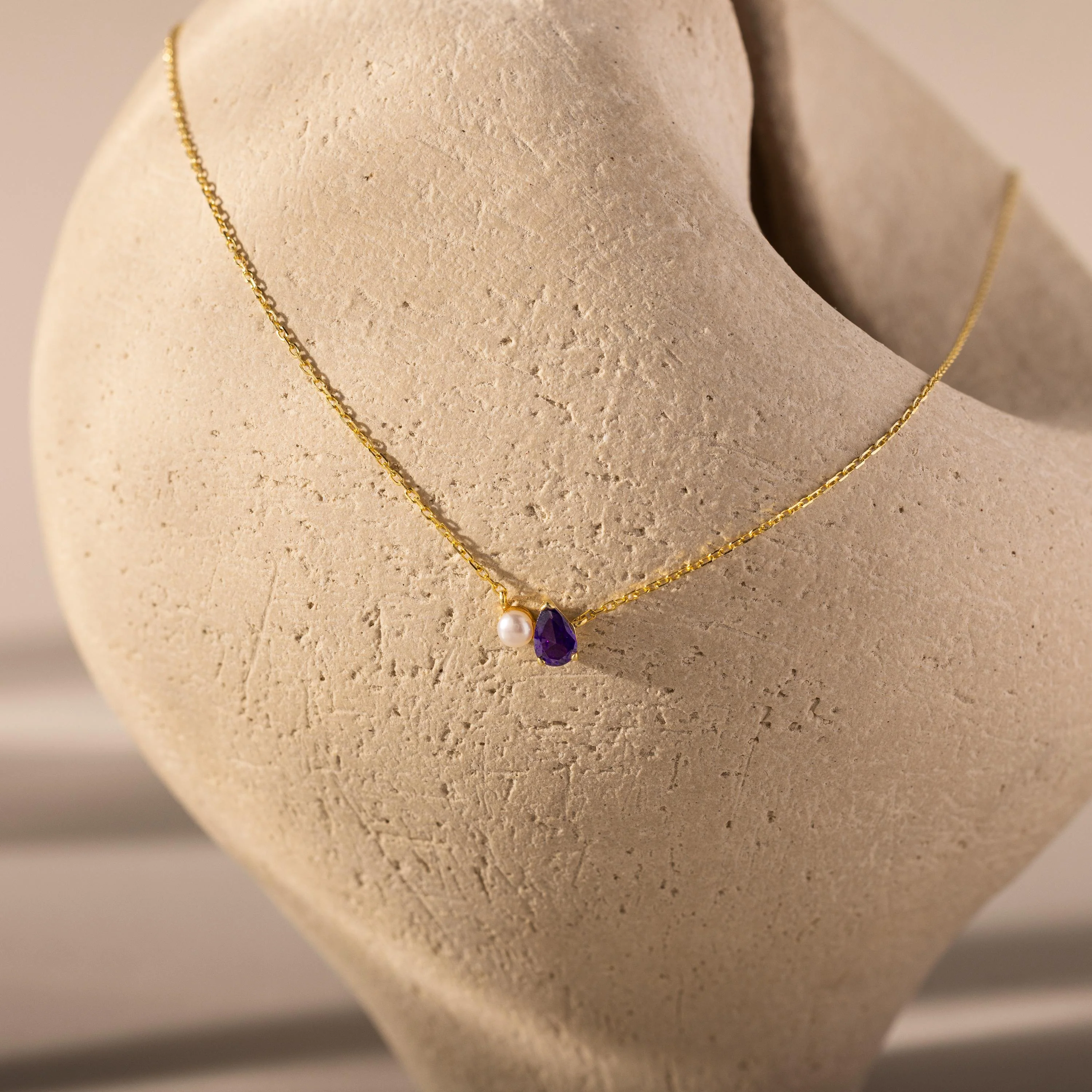Teardrop Birthstone & Pearl Necklace - Image 8