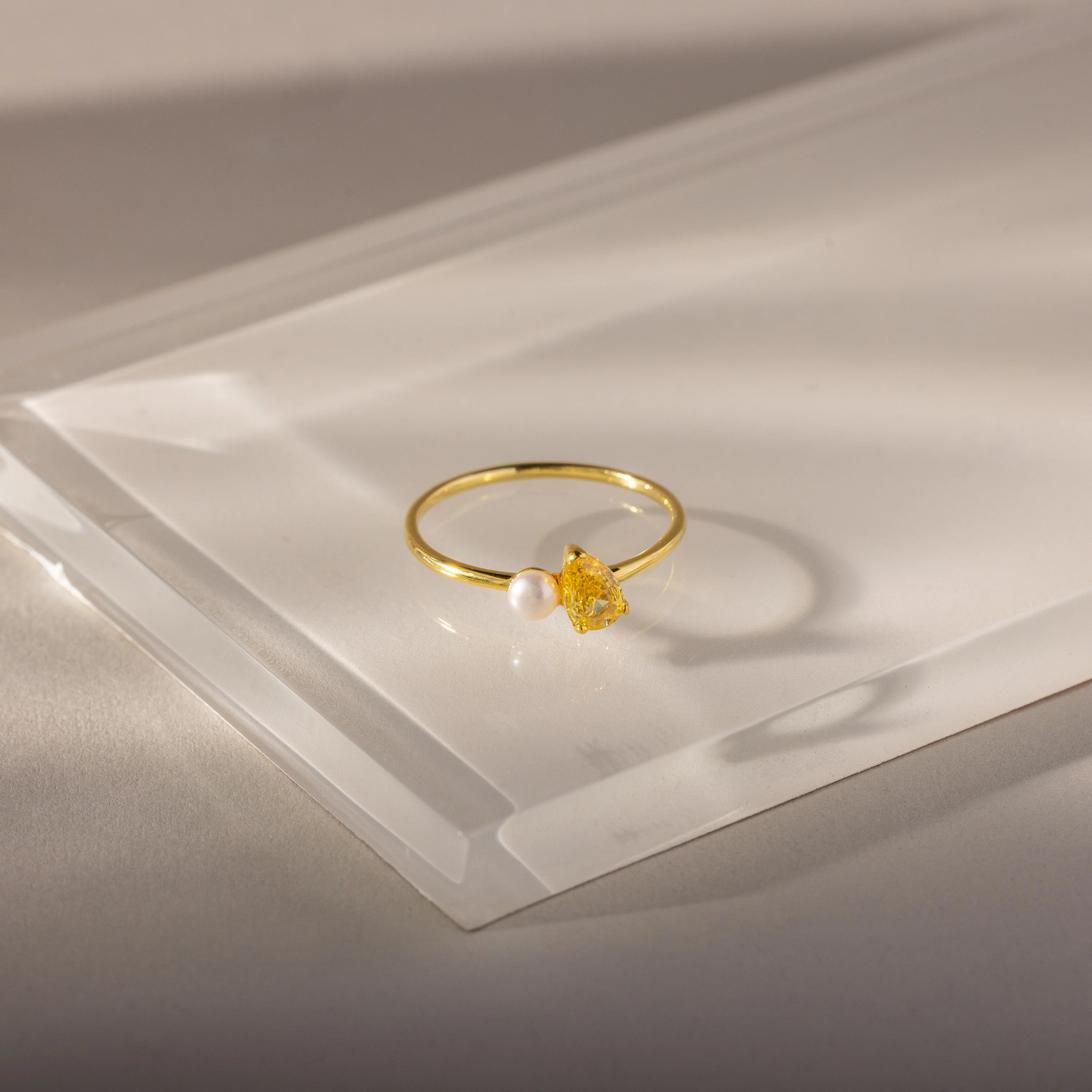 Teardrop Opal & Pearl Ring