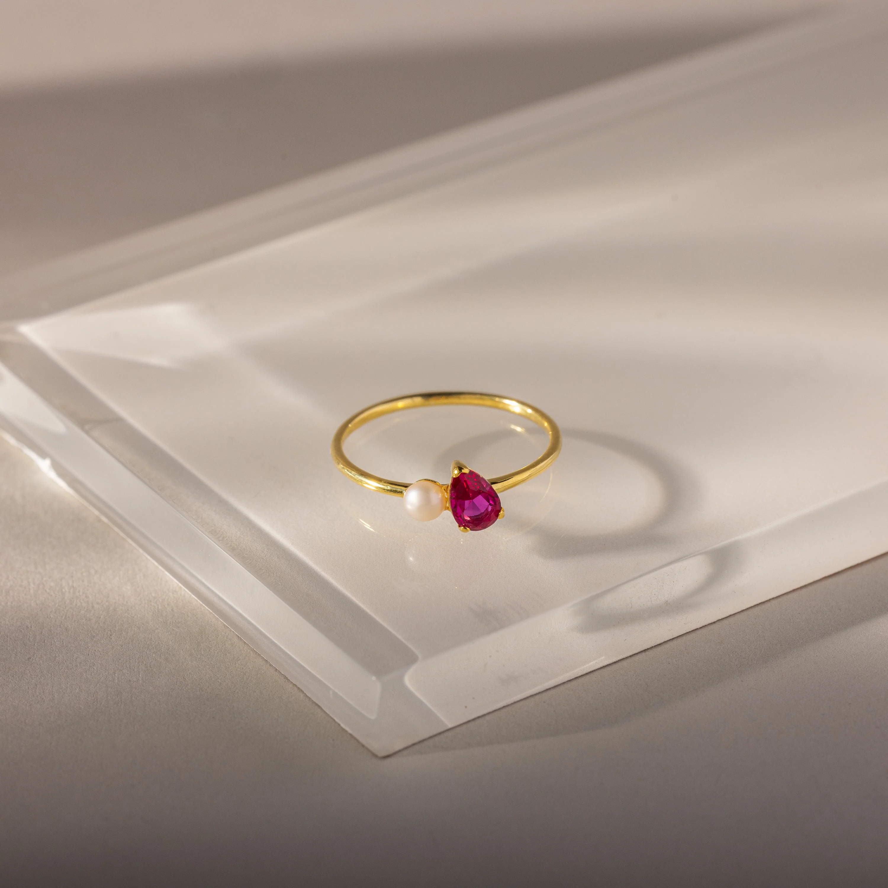 Teardrop Birthstone & Pearl Ring - Image 18