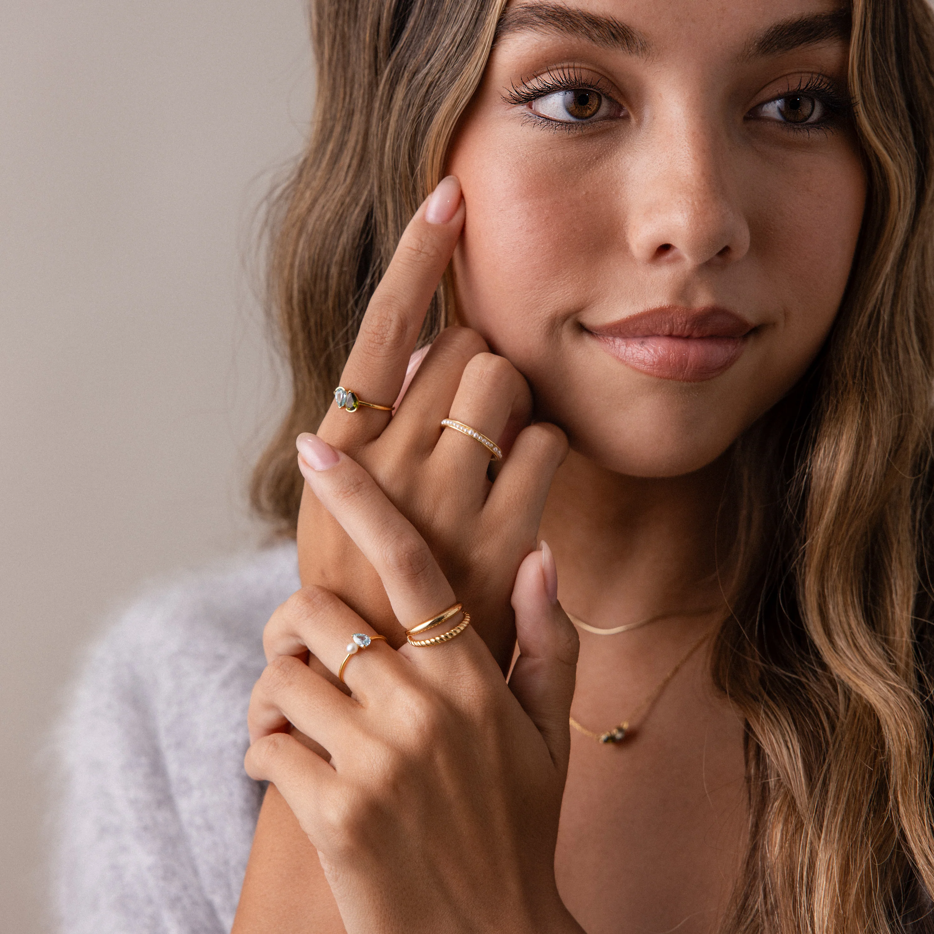 Teardrop Topaz & Pearl Ring