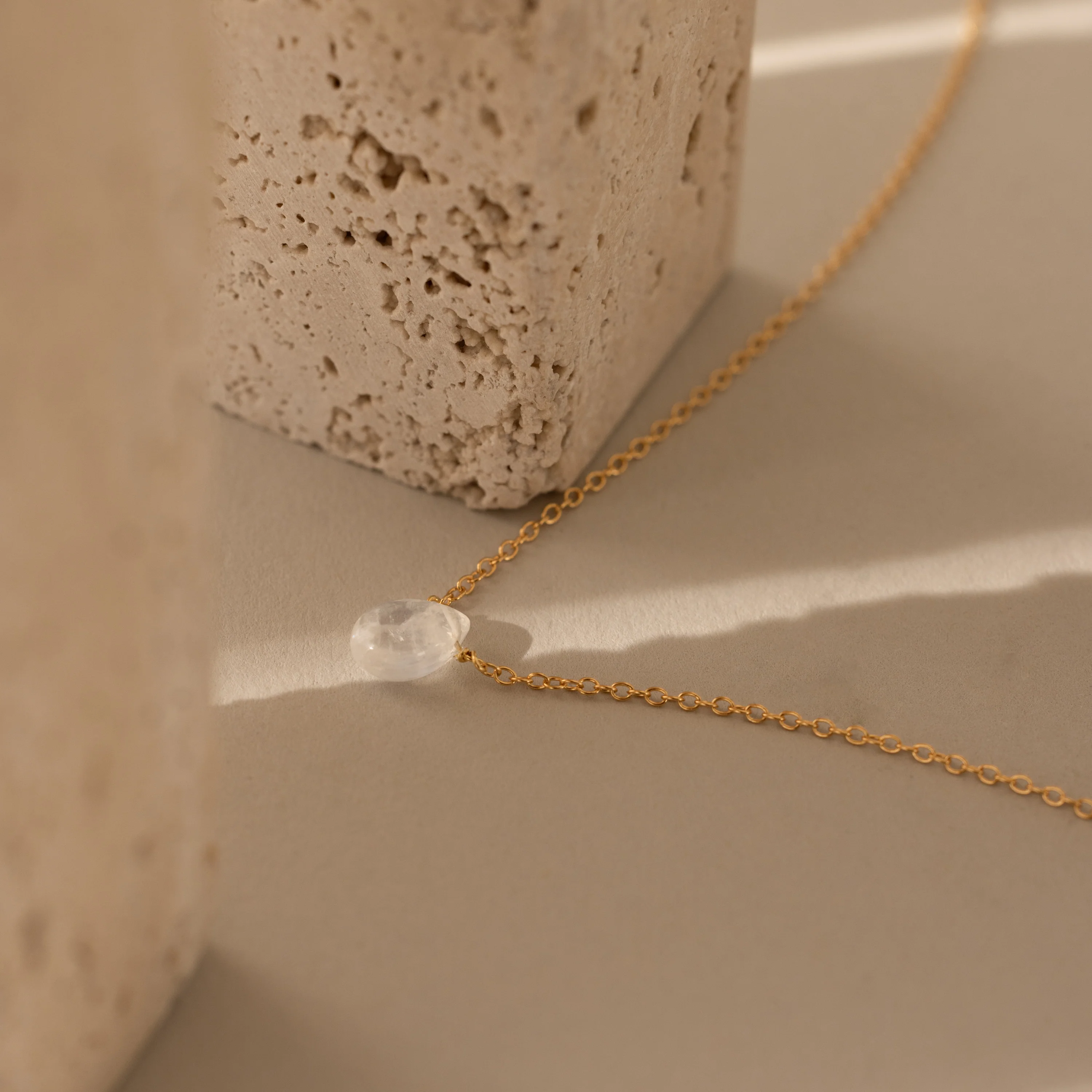 Teardrop Moonstone Necklace in 18K Gold - Image 5