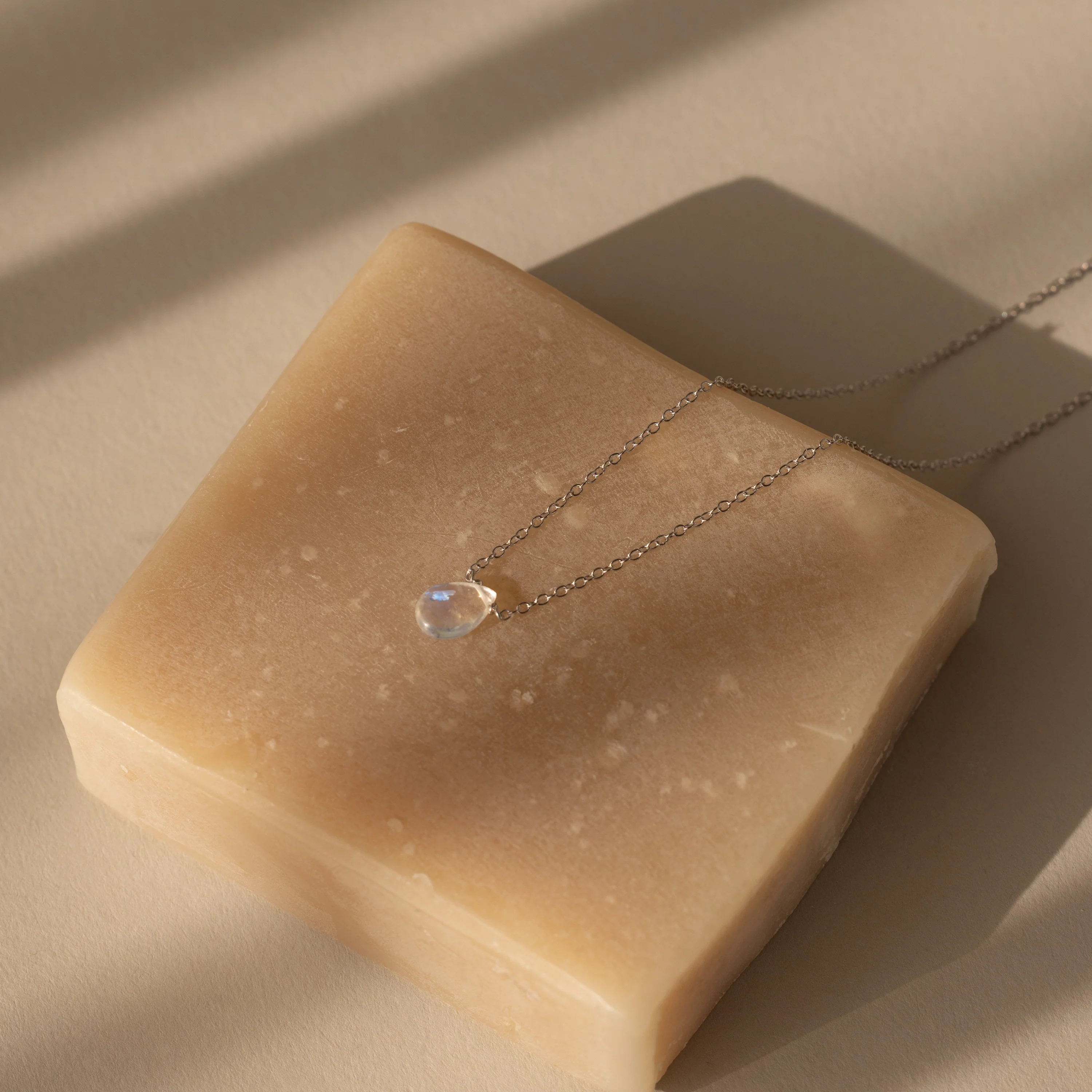 Teardrop Moonstone Necklace in Silver - Image 6