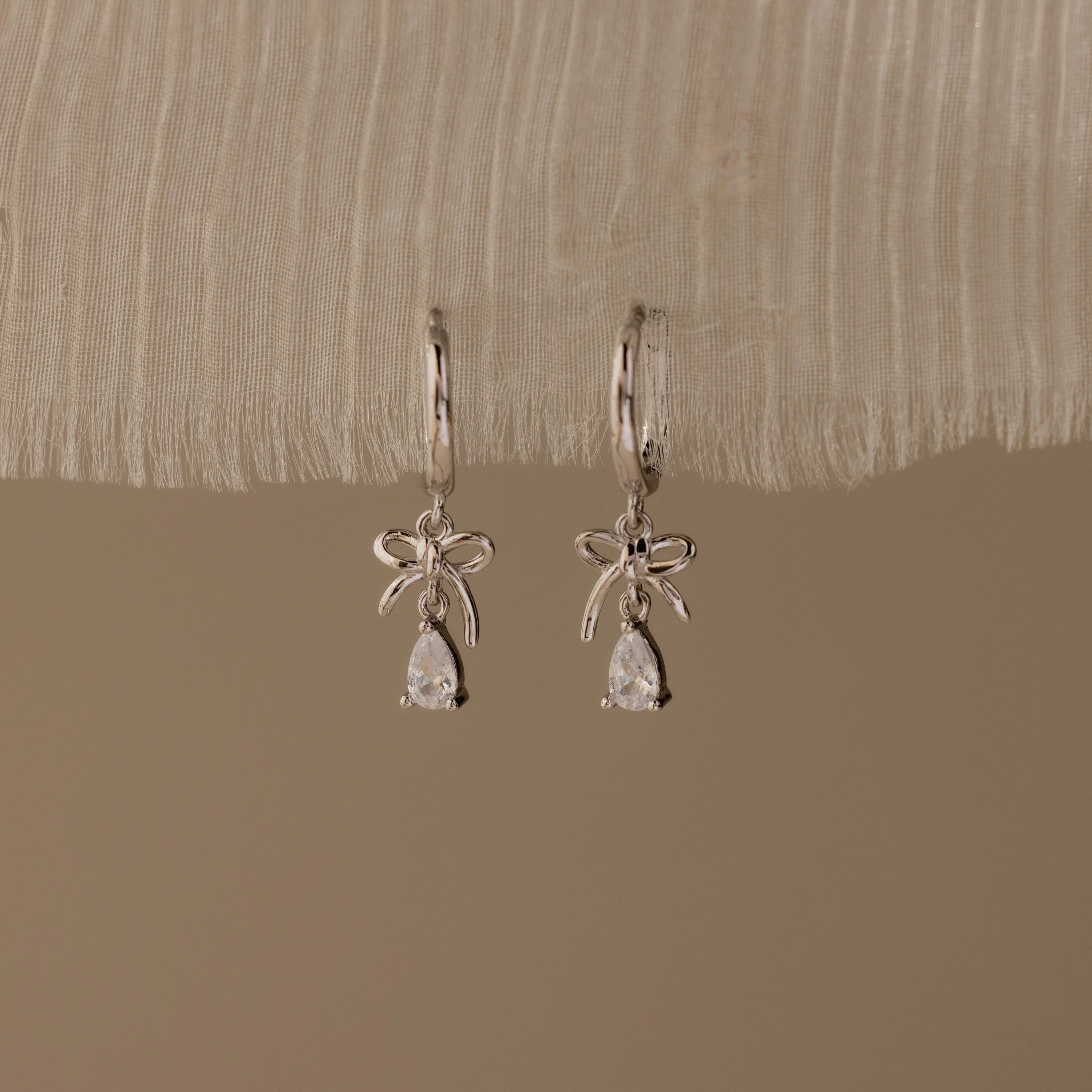Teardrop Ribbon Charm Hoops - Image 2