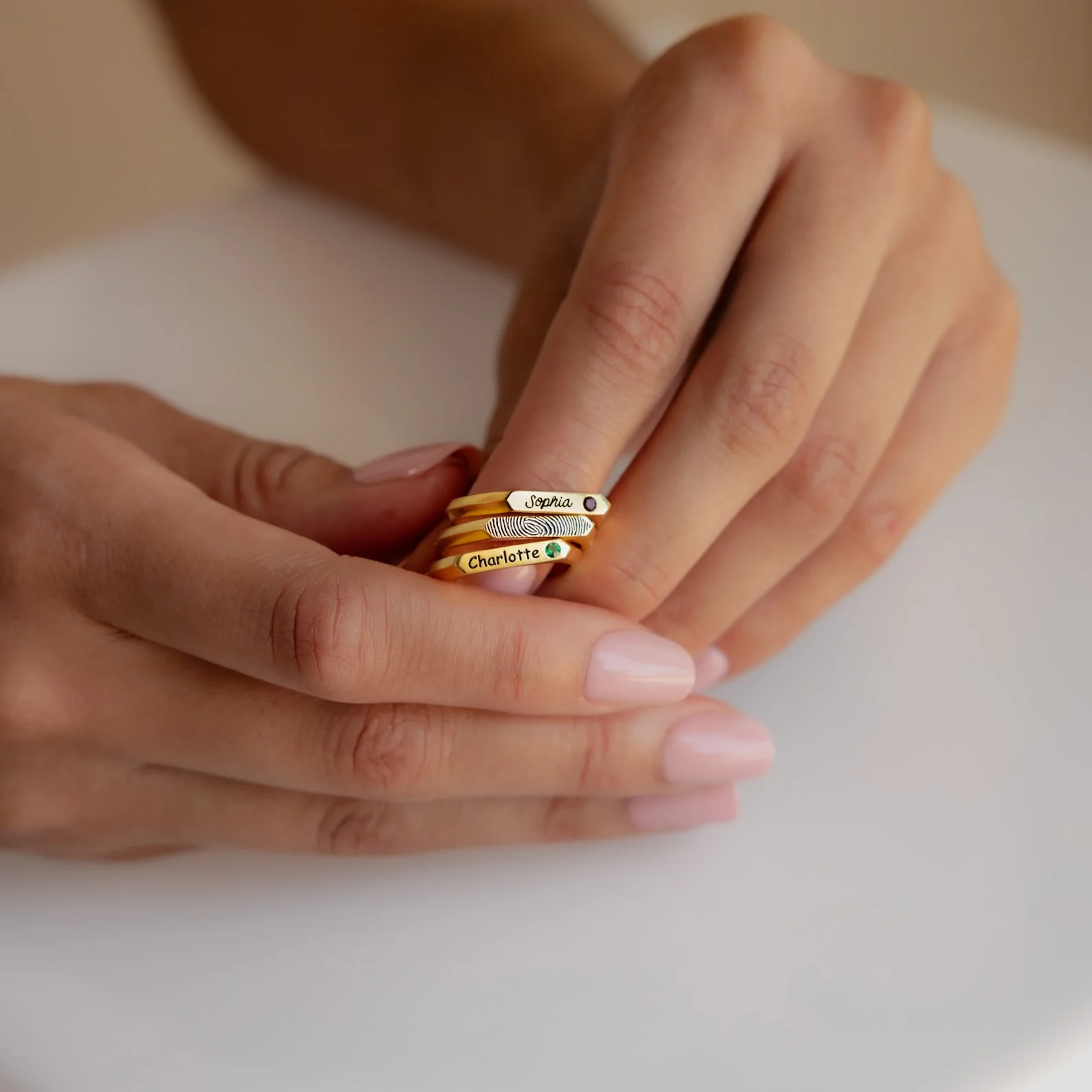 Thin Fingerprint Signet Ring - Image 6