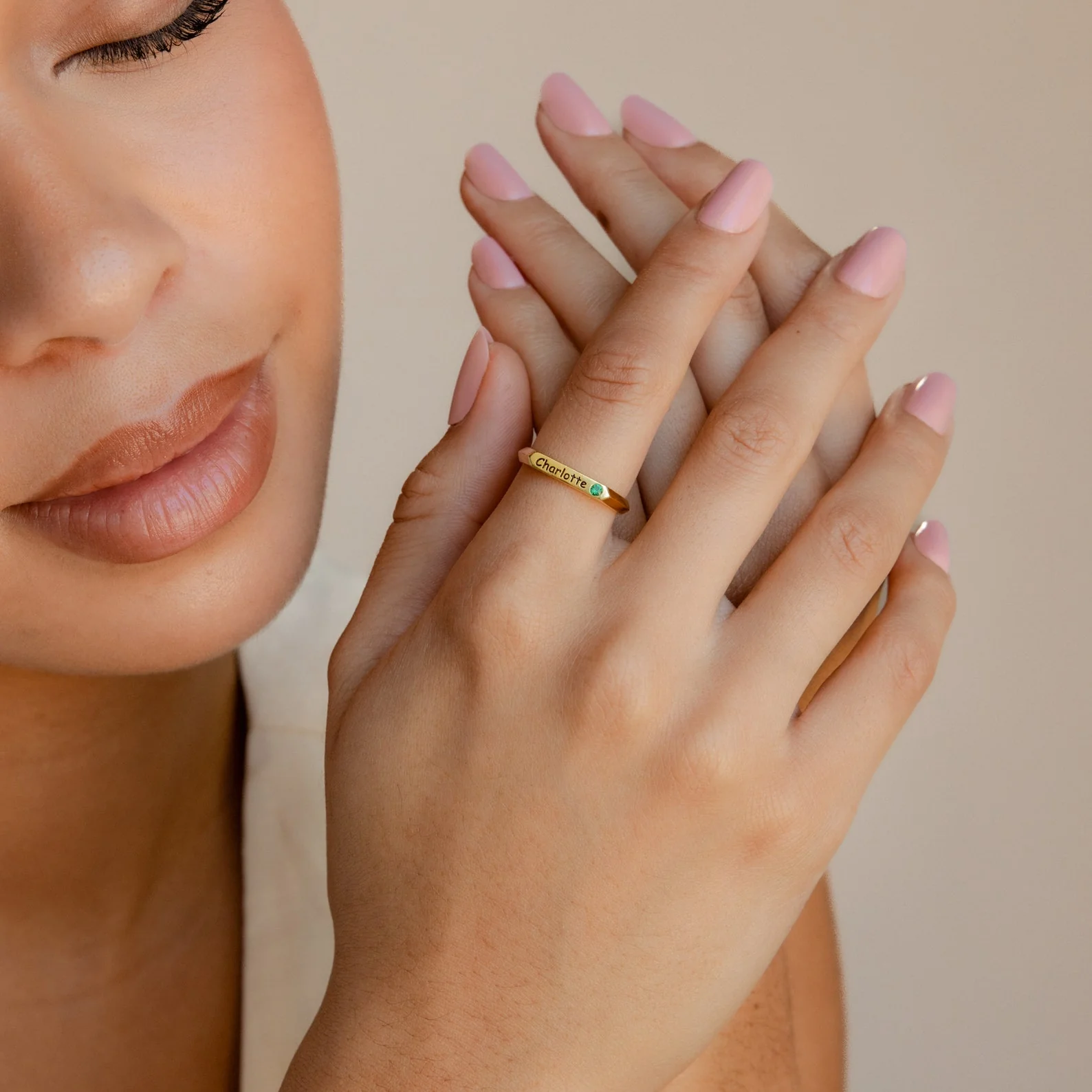 Thin Name Signet Ring - Image 6