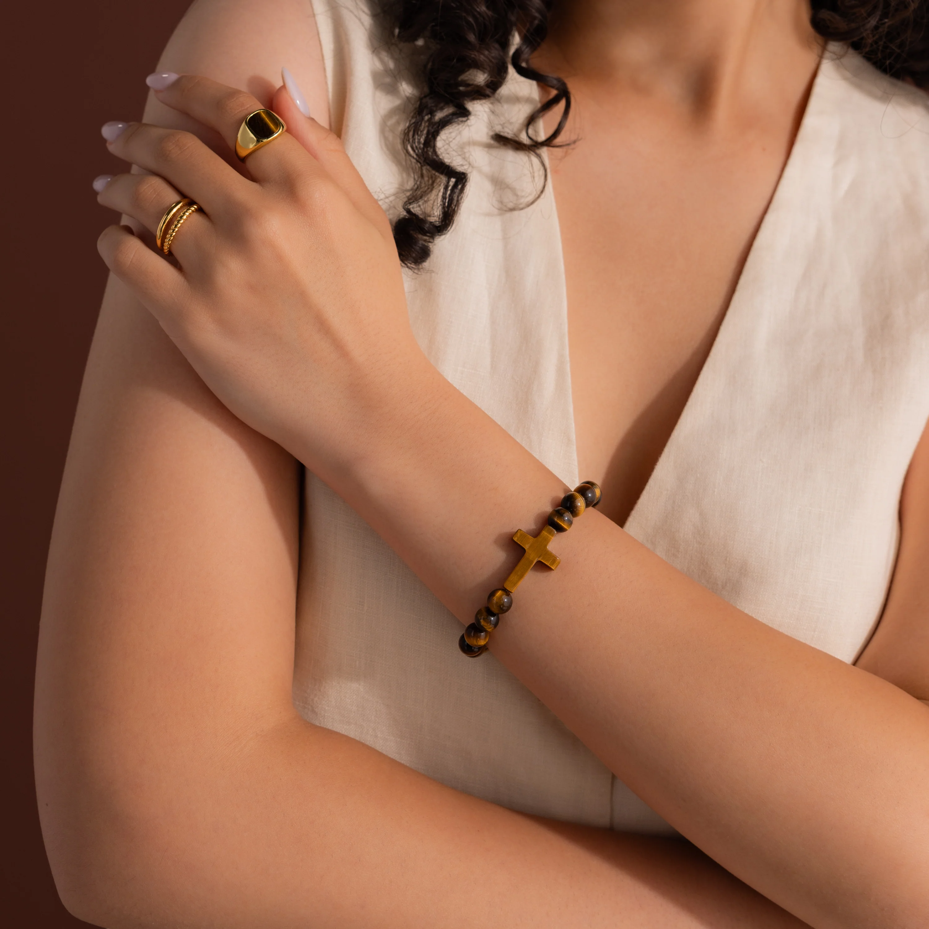 Tiger's Eye Cross Bracelet - Image 6