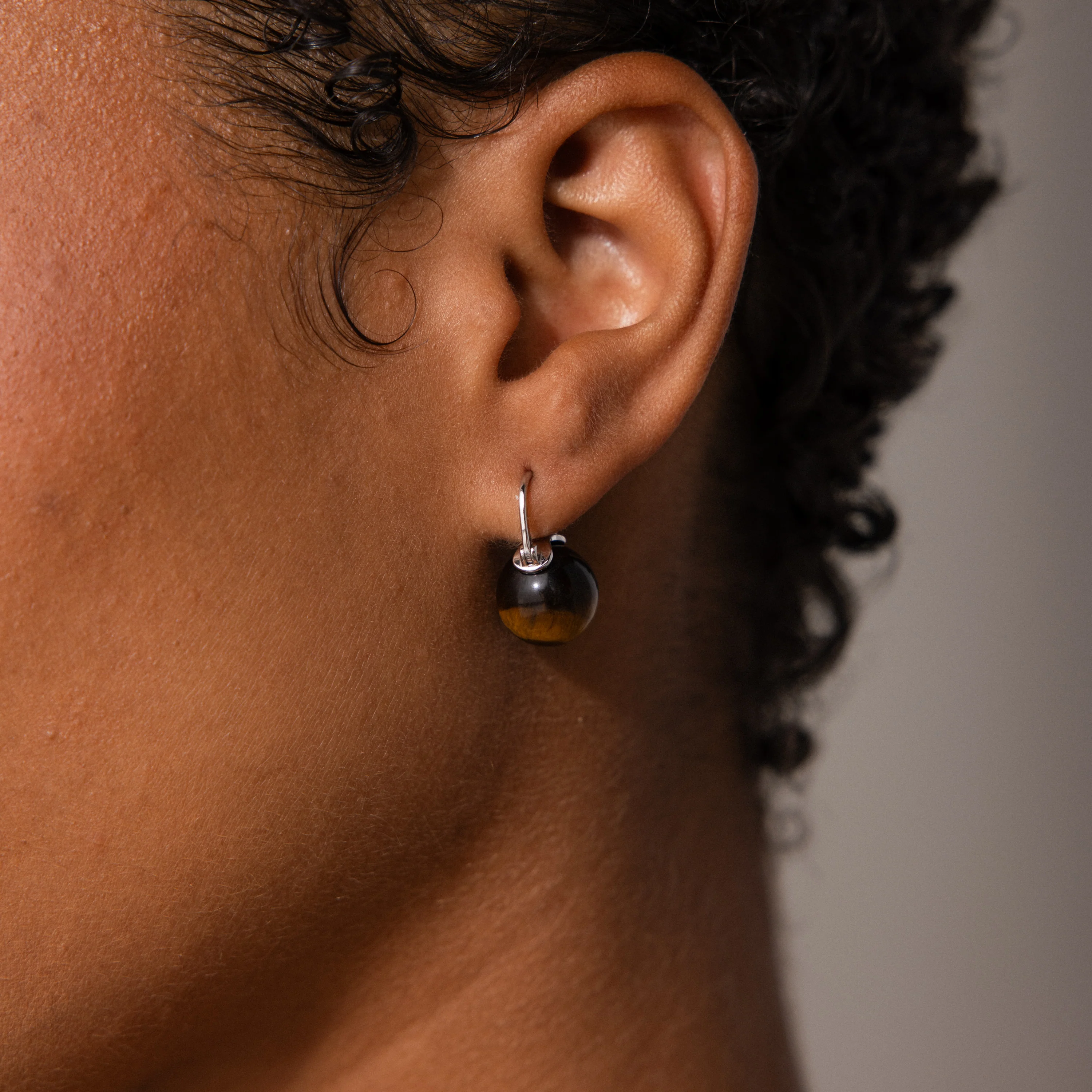 Tiger's Eye Dome Drop Earrings - Image 5