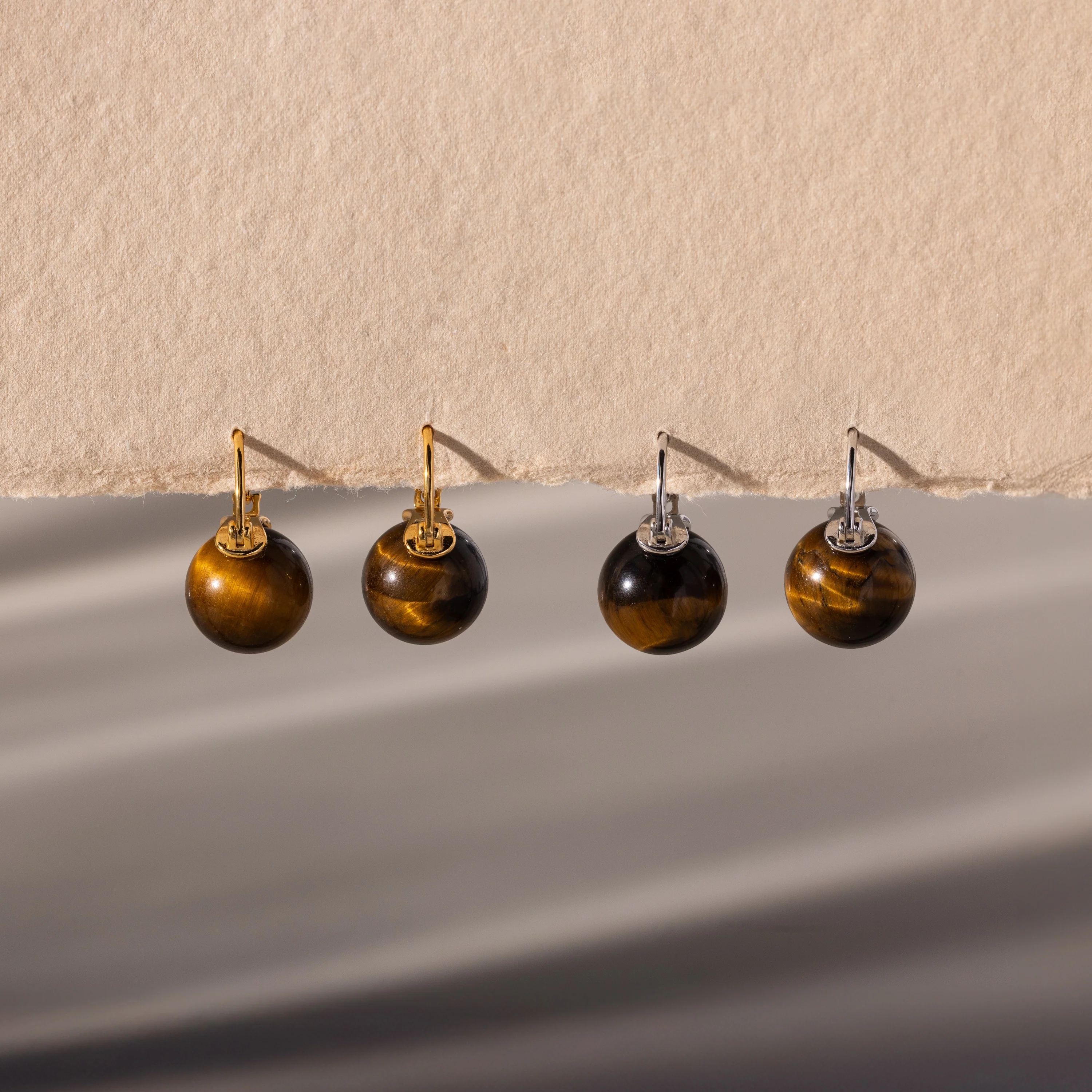 Tiger's Eye Dome Drop Earrings - Image 6