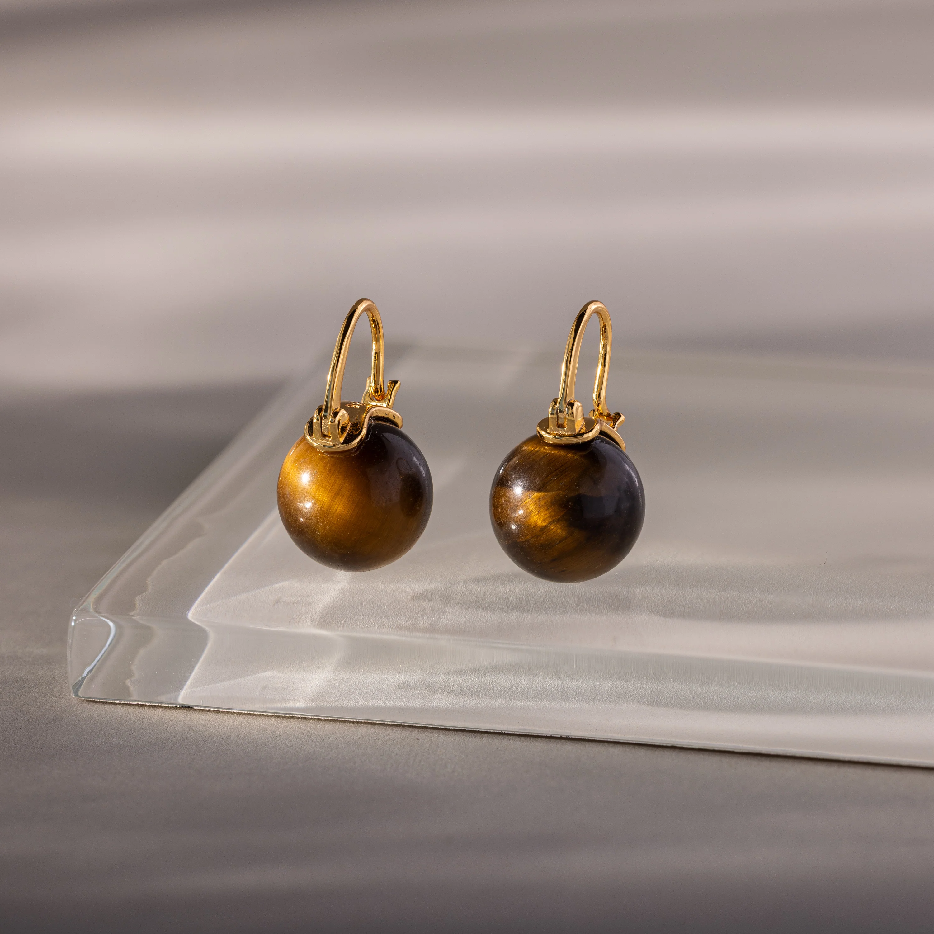 Tiger's Eye Dome Drop Earrings - Image 8