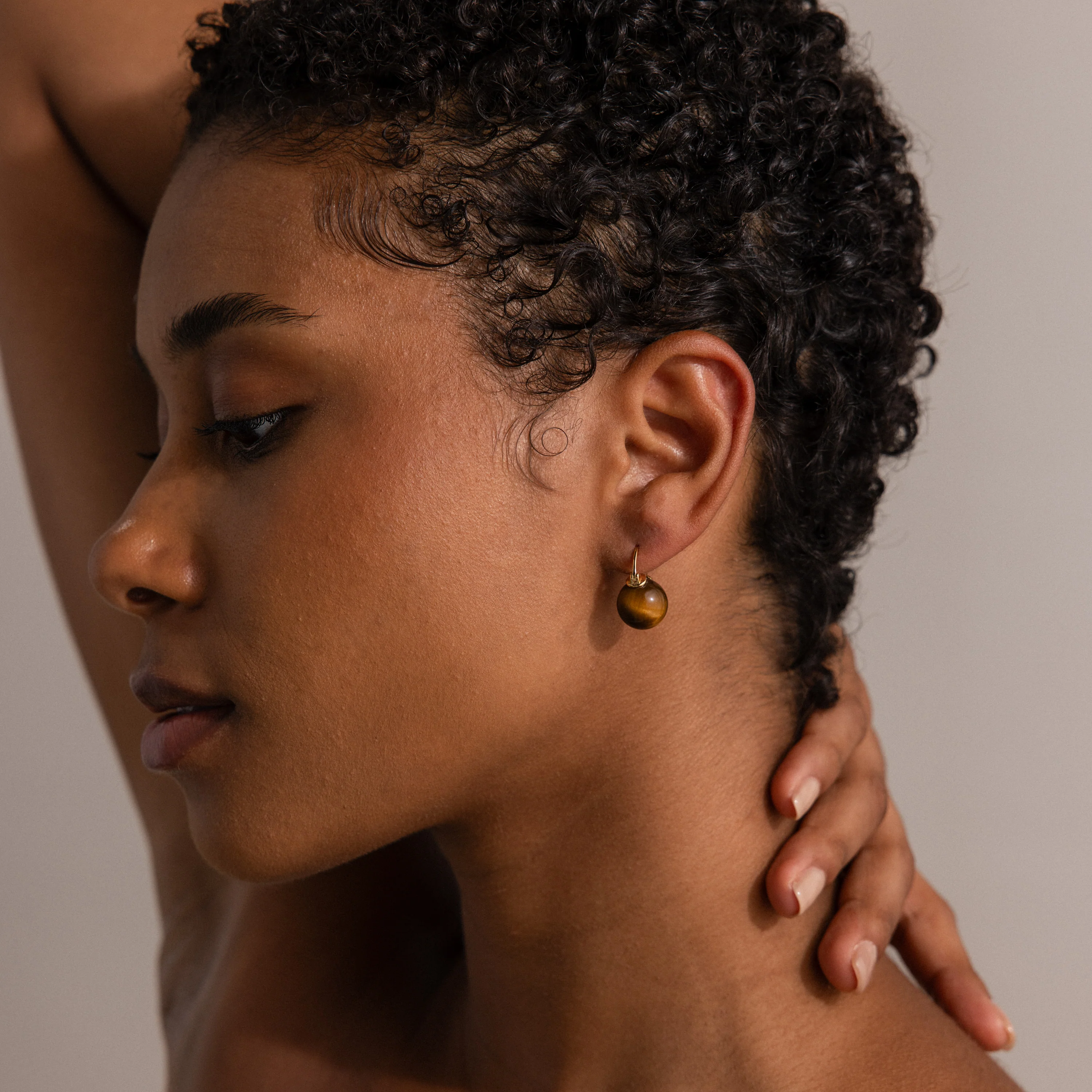 Tiger's Eye Dome Drop Earrings - Image 9