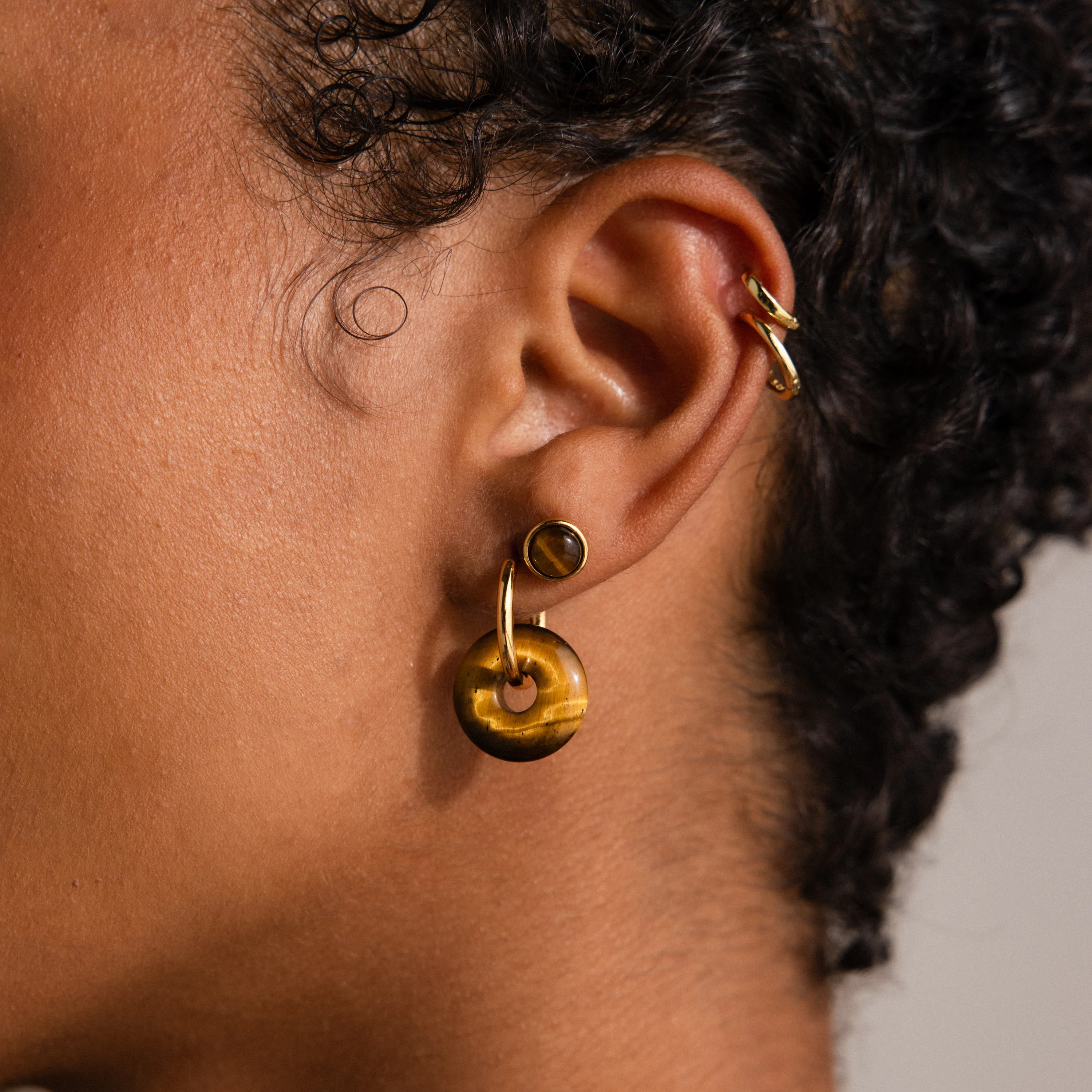 Tiger's Eye Duo Hoops - Image 7