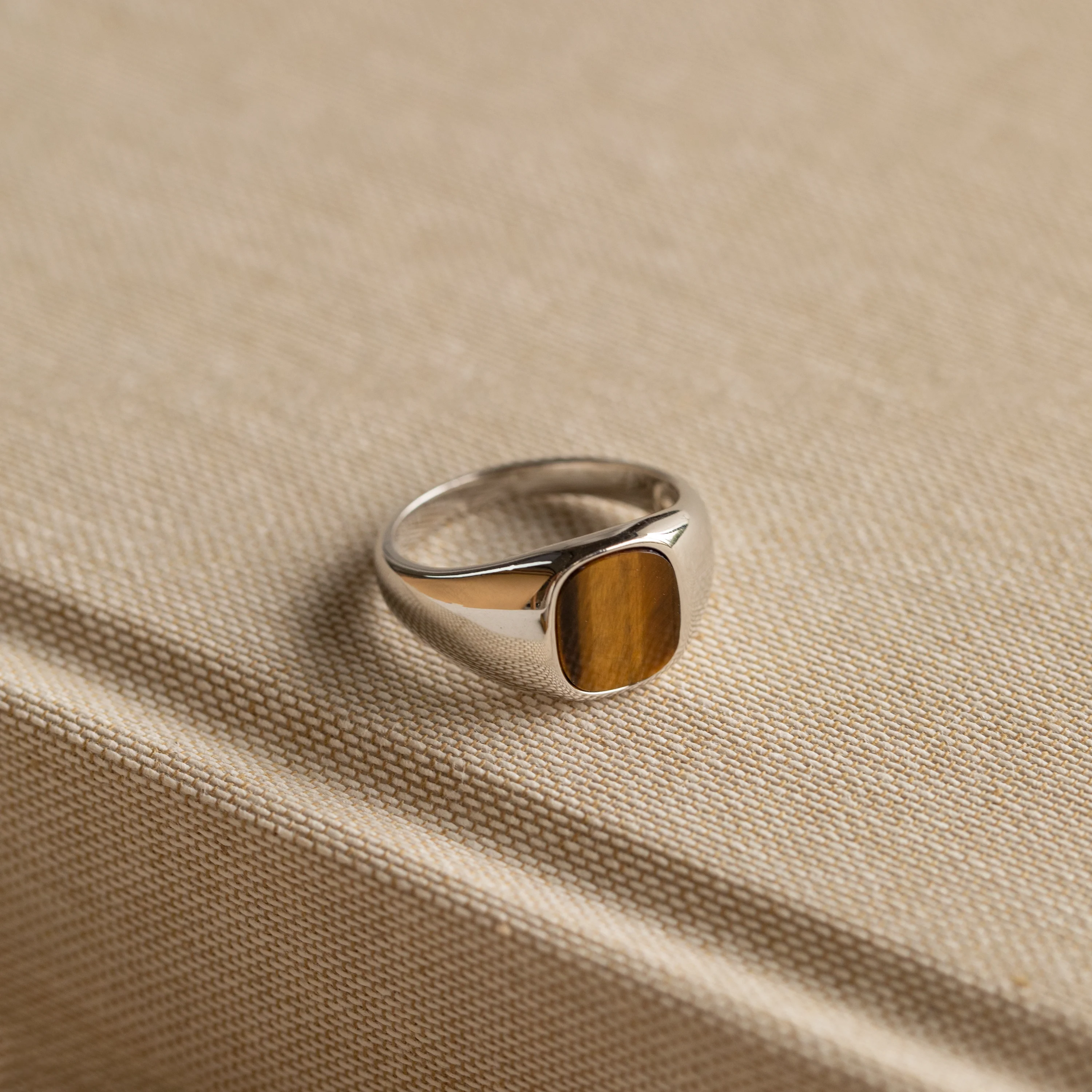 Tigers Eye Signet Ring in Silver - Image 4