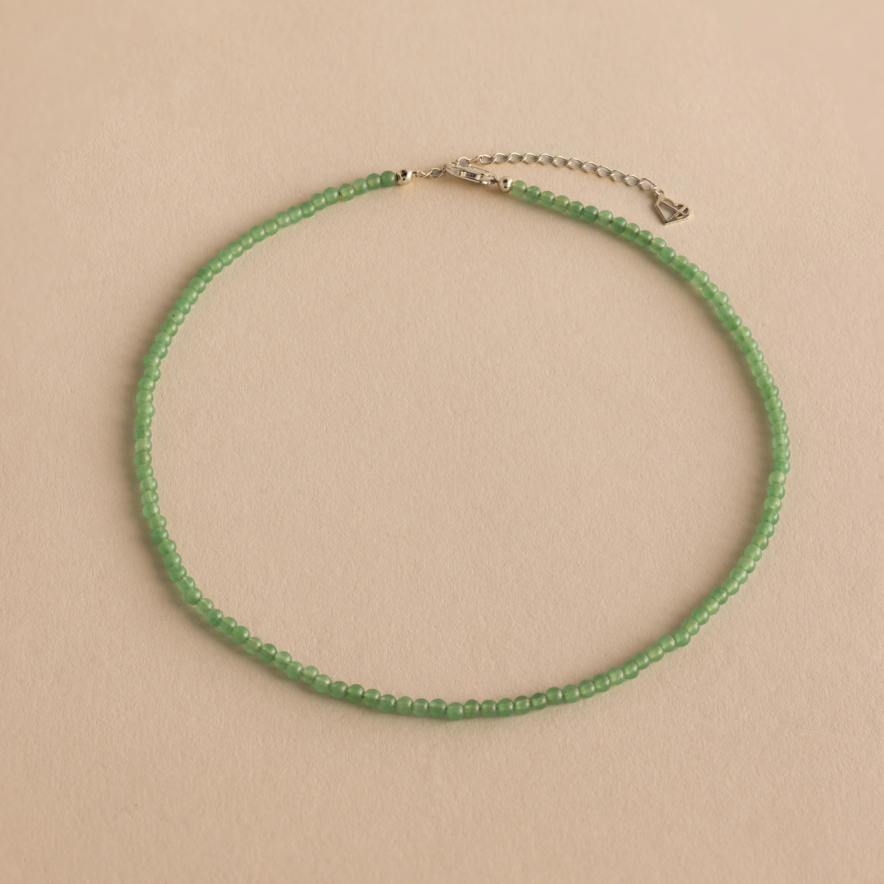 Tiny Aventurine Choker Necklace in Silver