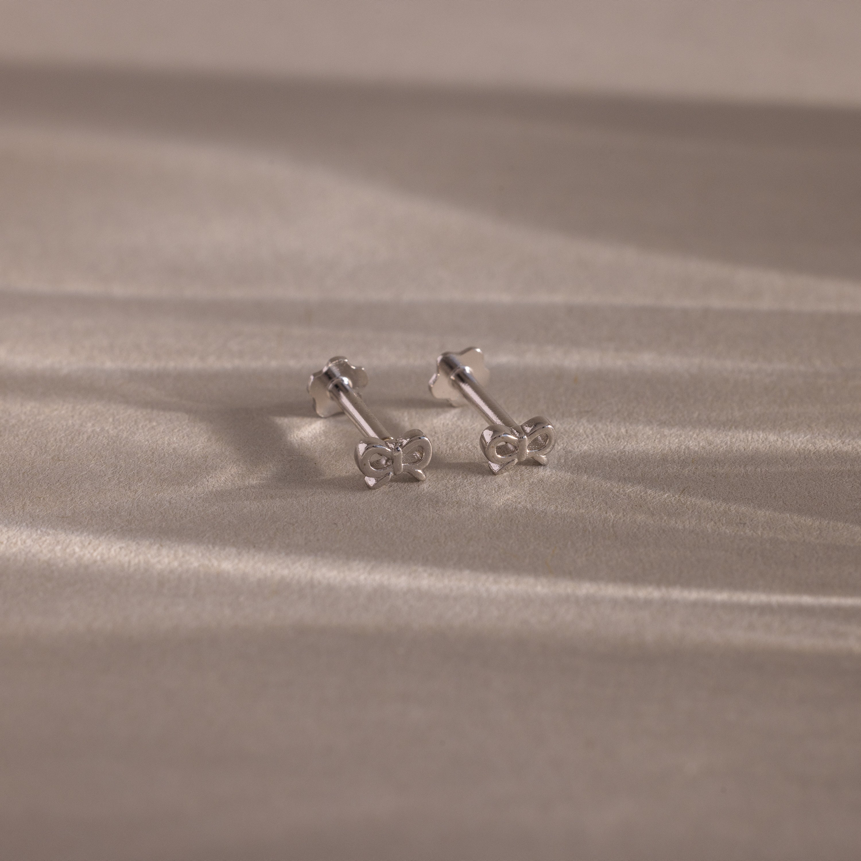 Tiny Bow Flatback Studs in Silver - Image 3